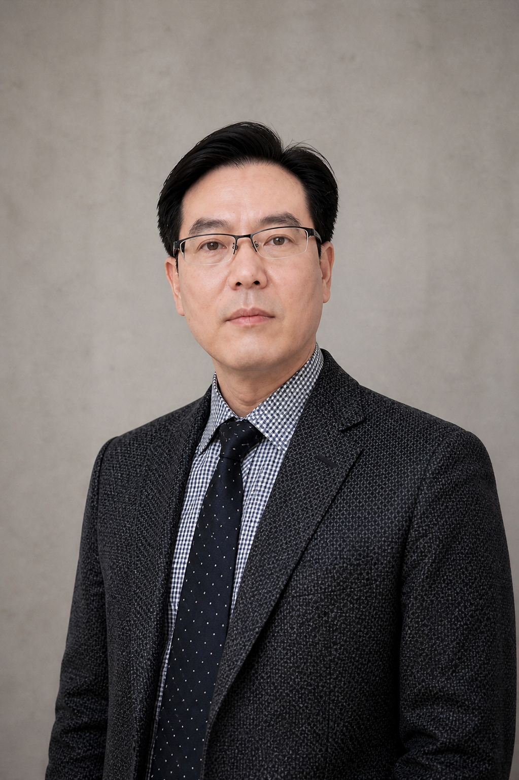 A person wearing glasses and a suit