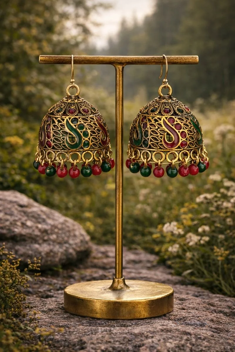 Pink & Green Bell Earrings.png