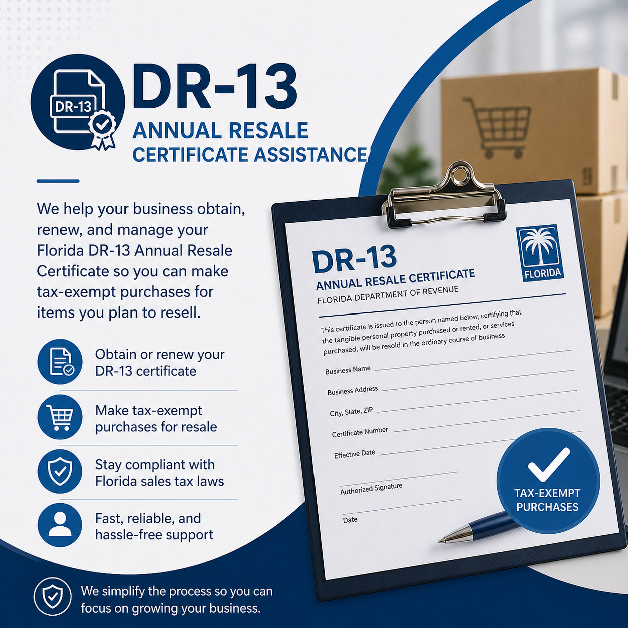 DR-13 Annual Resale Certificate Assistance