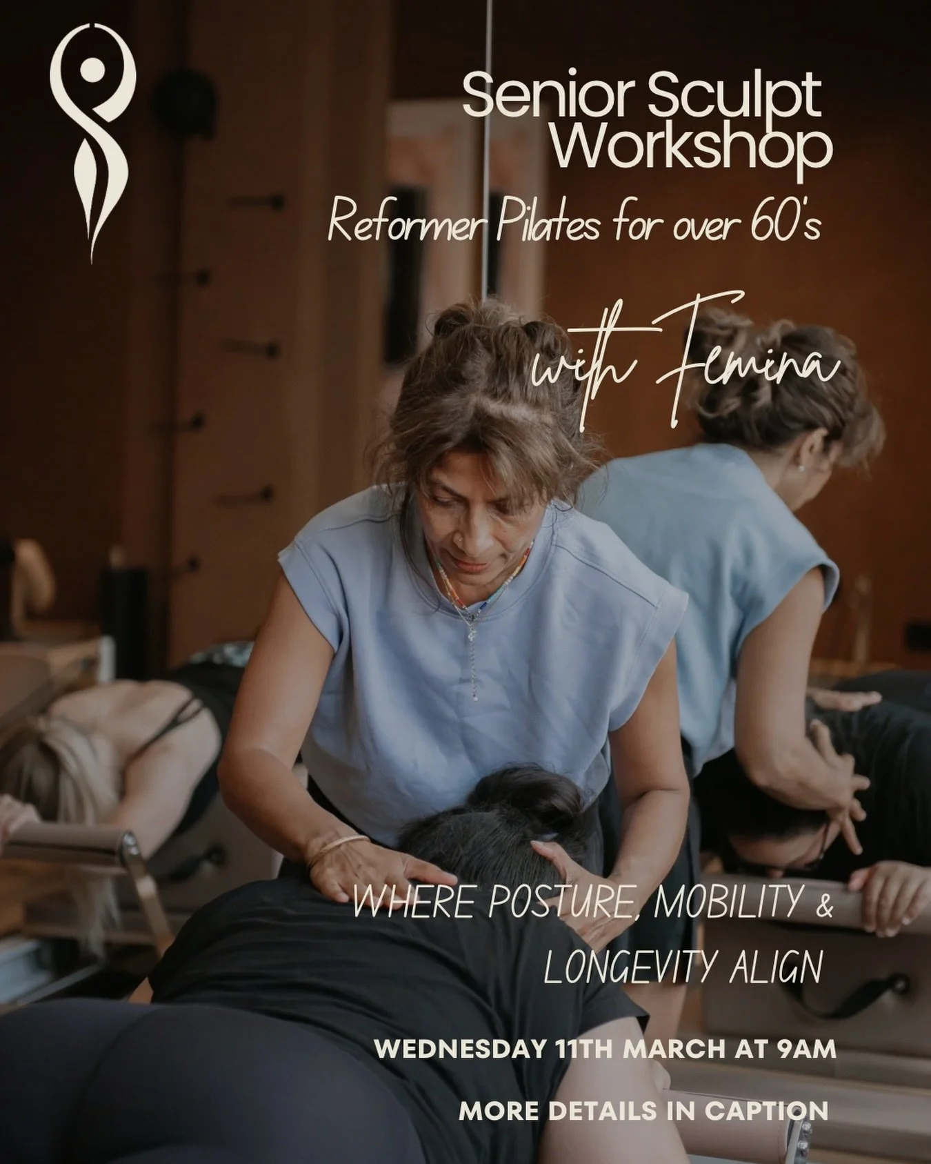 SENIOR SCULPT WORKSHOP ✨ 

Step into a Reformer Pilates class crafted for over 60s, where mindful movement restores mobility, improves posture, and cultivates strength, balance, and confidence in every movement. 

An expert led class in a safe &amp; 