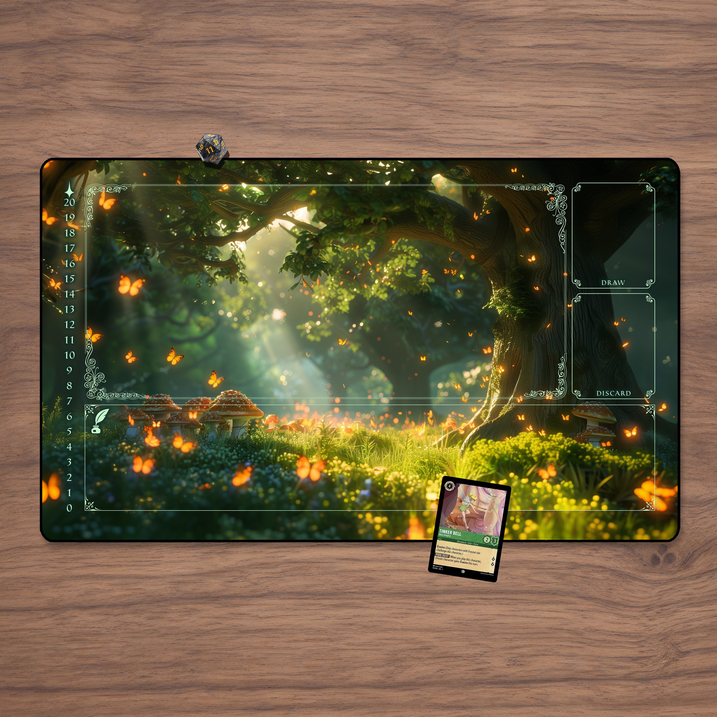 Lorcana Card Playmat Enchanted Forest with Zones 23.6" x 13.8" Tabletop Accessory