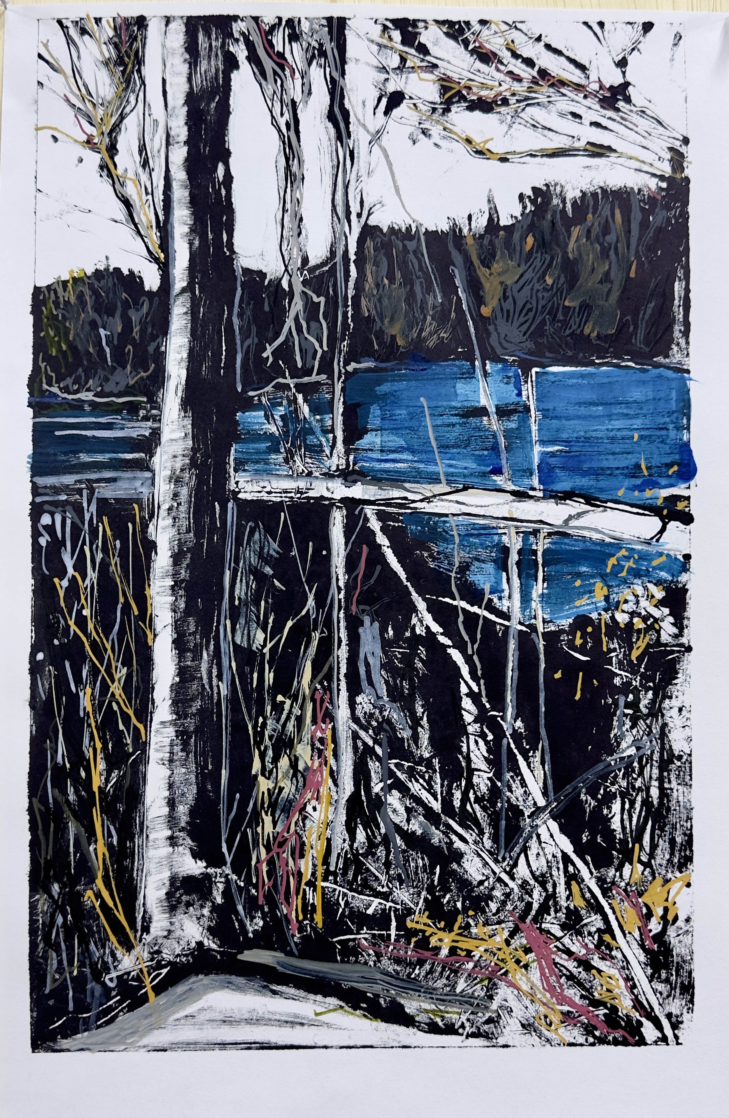 RESERVOIR 2, MIXED MEDIA, 12" X 19"