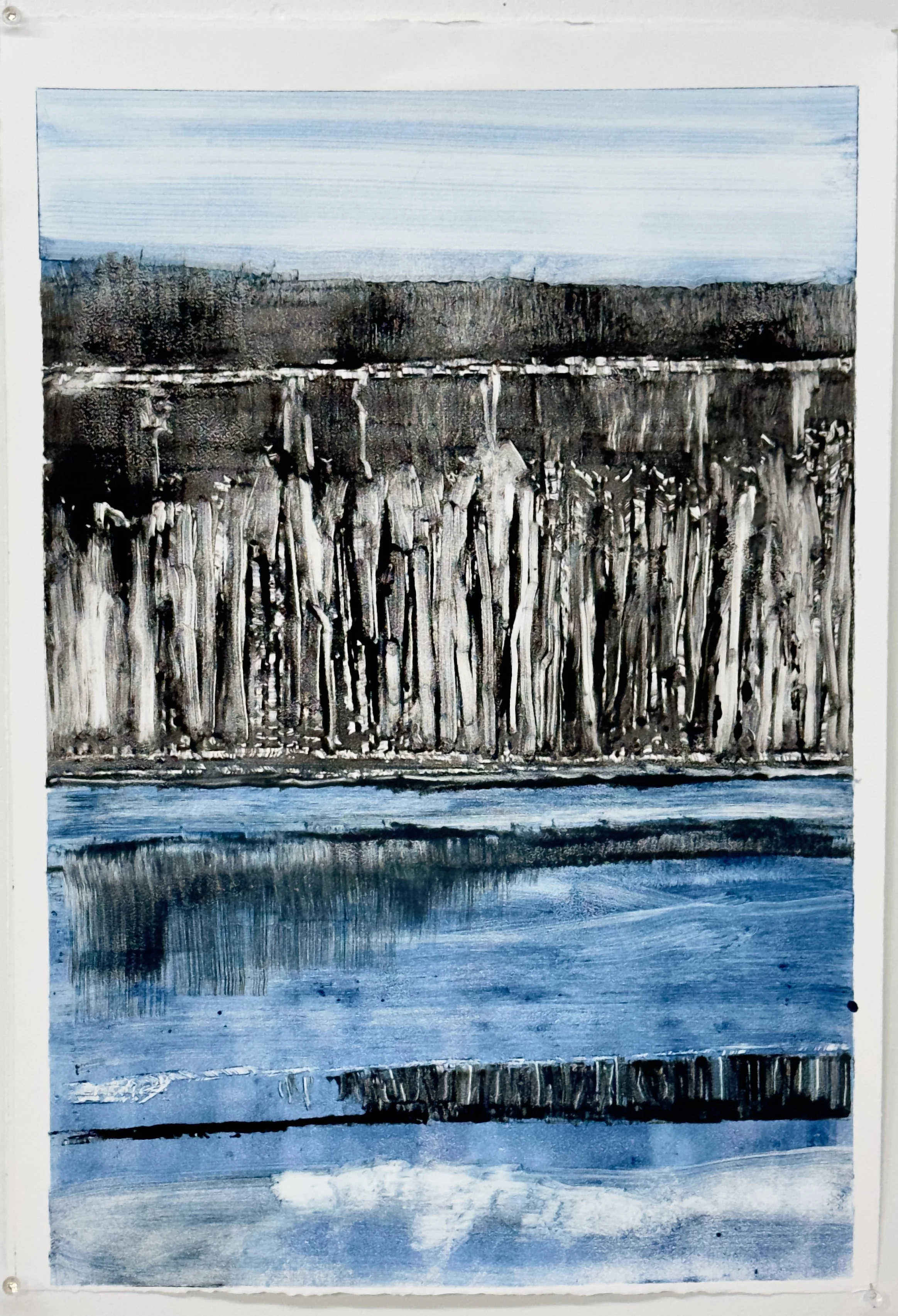 WINTER PALISADES, MONOTYPE, 18" X 24"