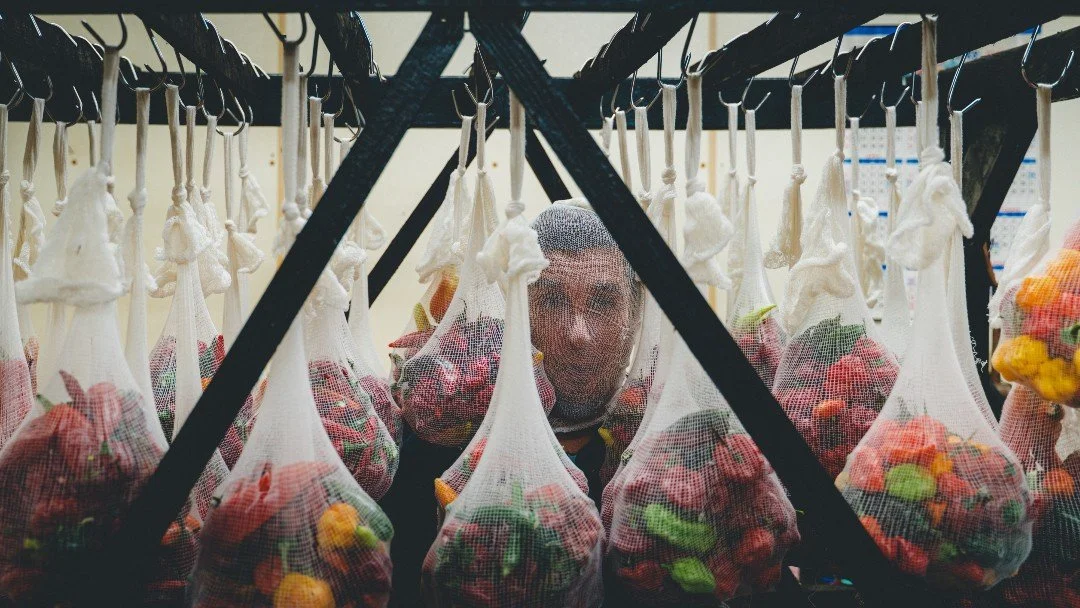 Dustin snuck into the pepper room before the trip to Benton&rsquo;s and decided to &ldquo;inspect&rdquo; the goods. Now he&rsquo;s hanging out with the peppers like one of the crew. In a few hours, they&rsquo;ll be heading to the smokehouse. Dustin j