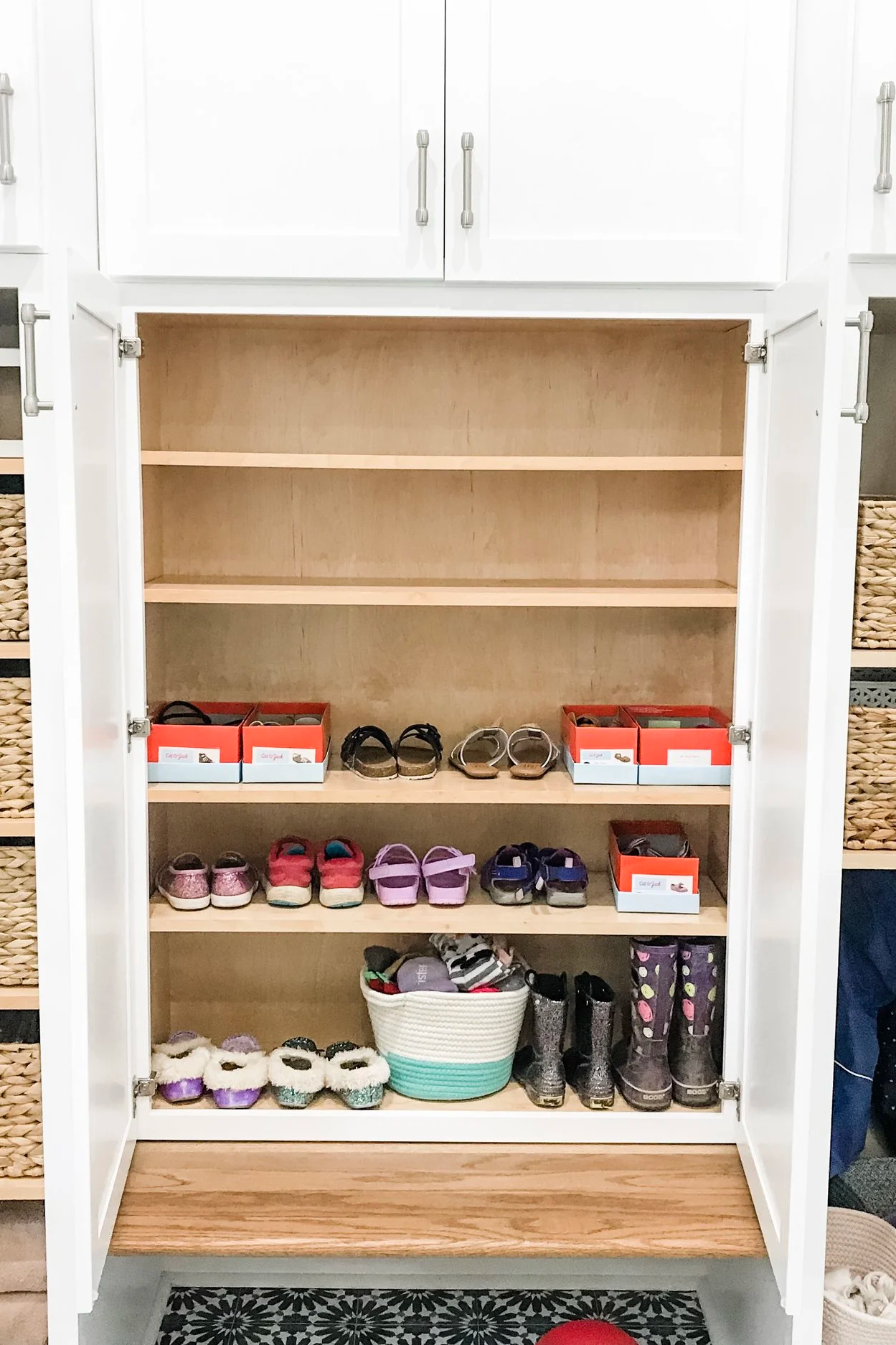 a peaceful home professional residential organization and decluttering project kids shoe  cabinet