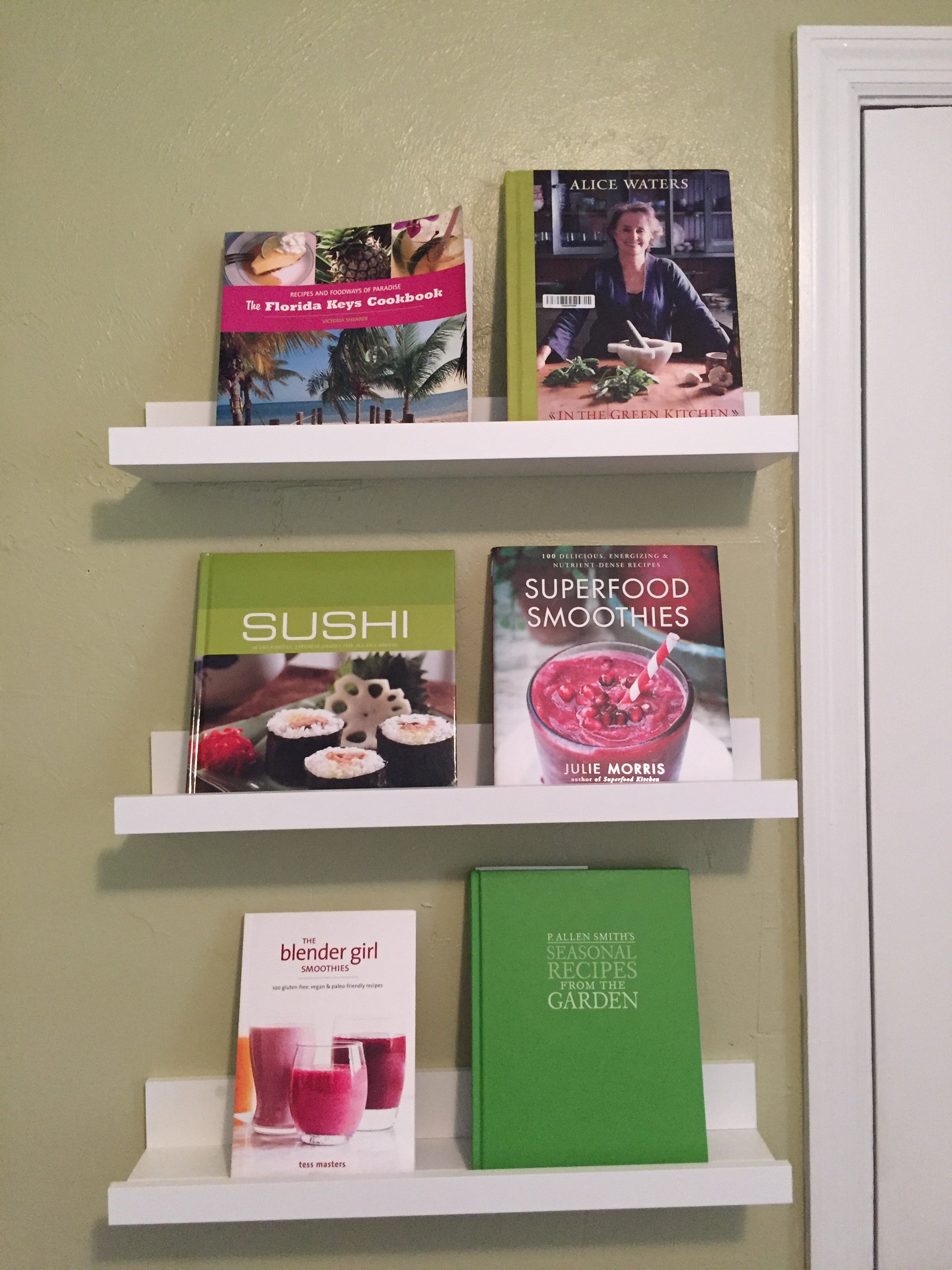 cookbook wall display shelves