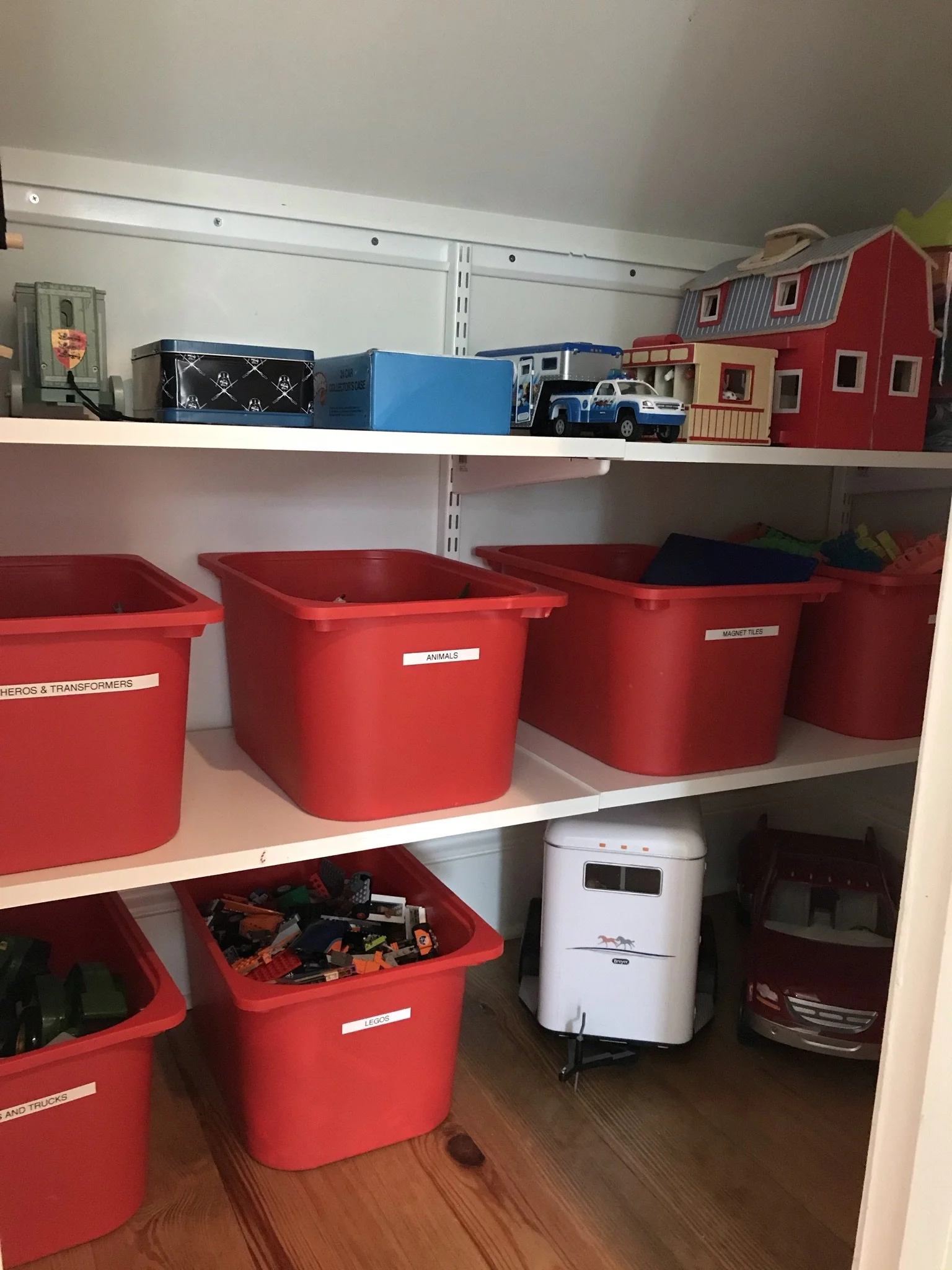 boys organized toy closet