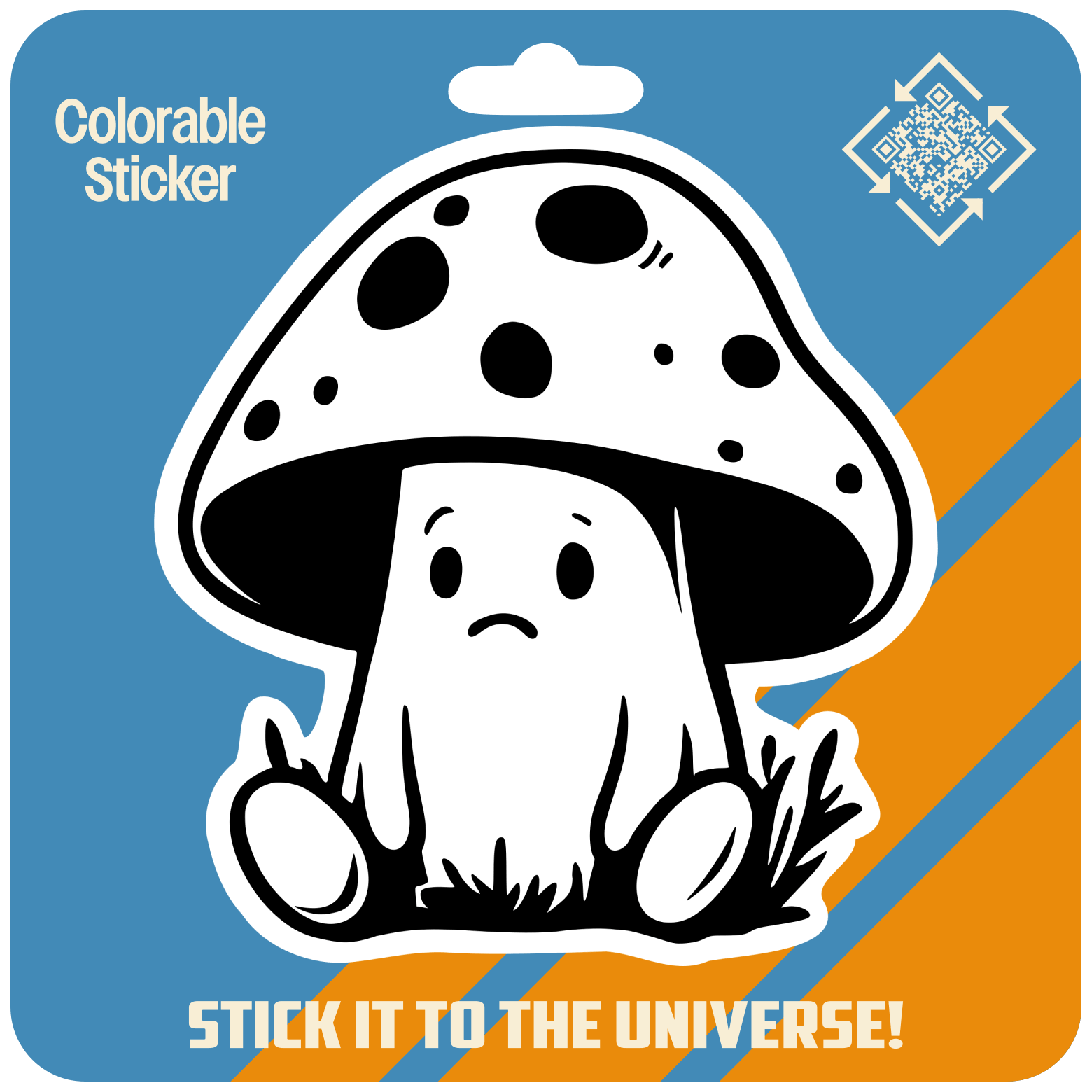 Sad Mushroom Colorable Sticker