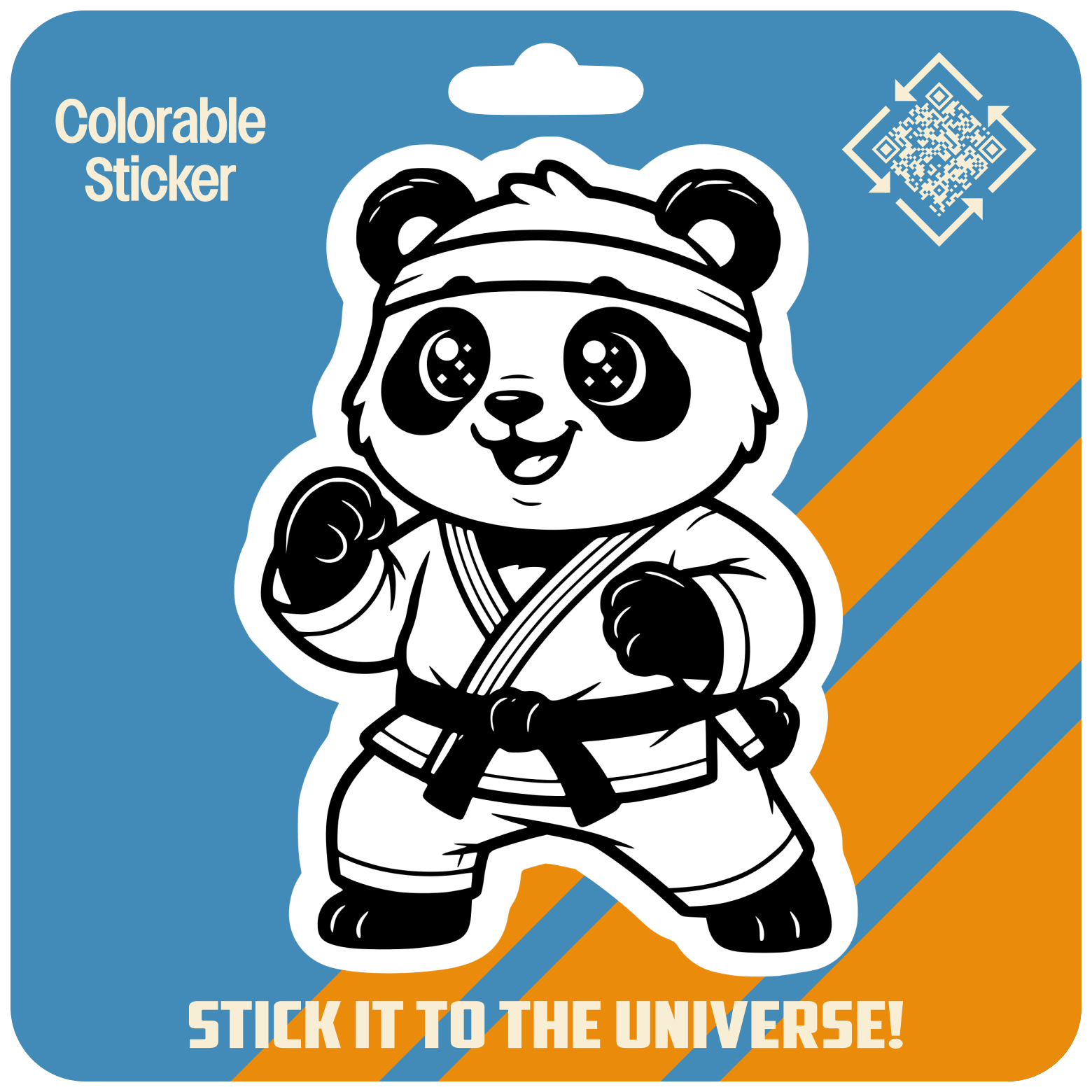 Karate Panda Colorable Sticker
