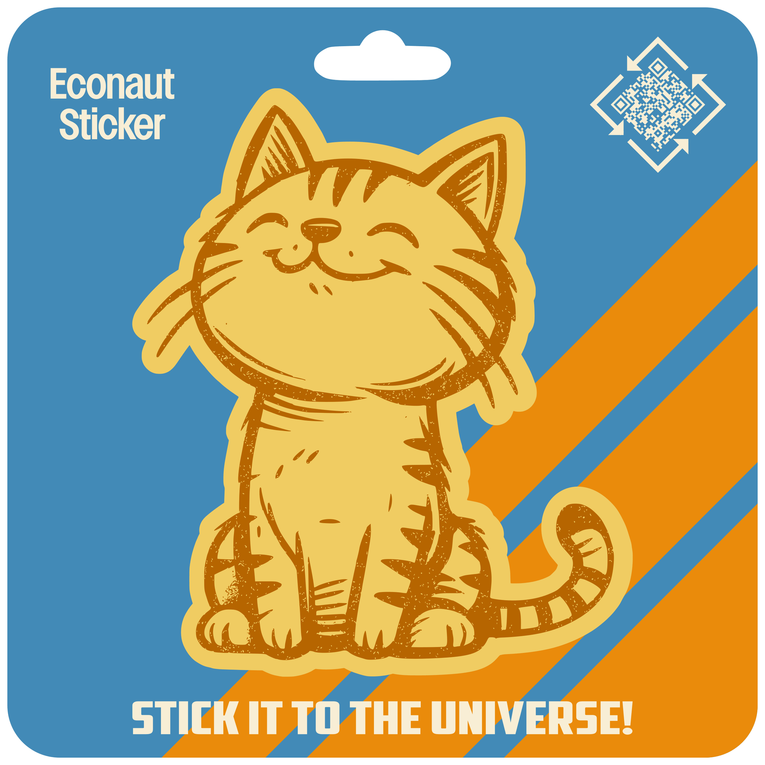 Smiling Kitty Kraft Paper Sticker