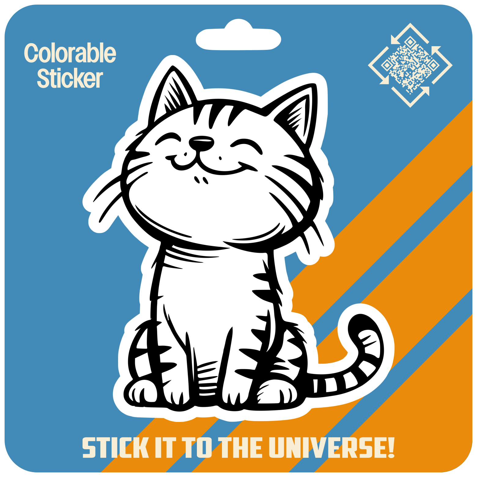 Smiling Kitty Colorable Sticker