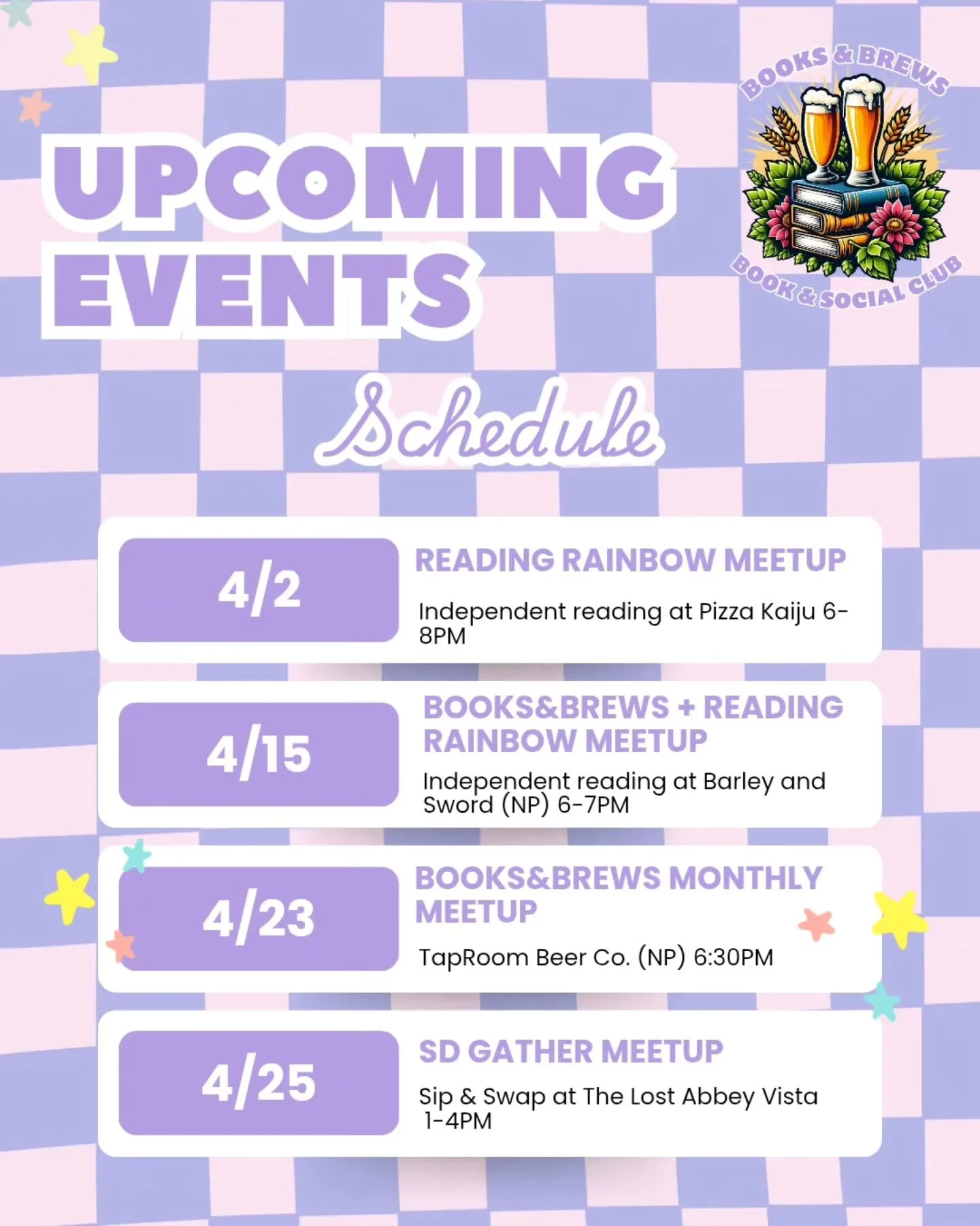 Join us for some fun reading events in April 💜