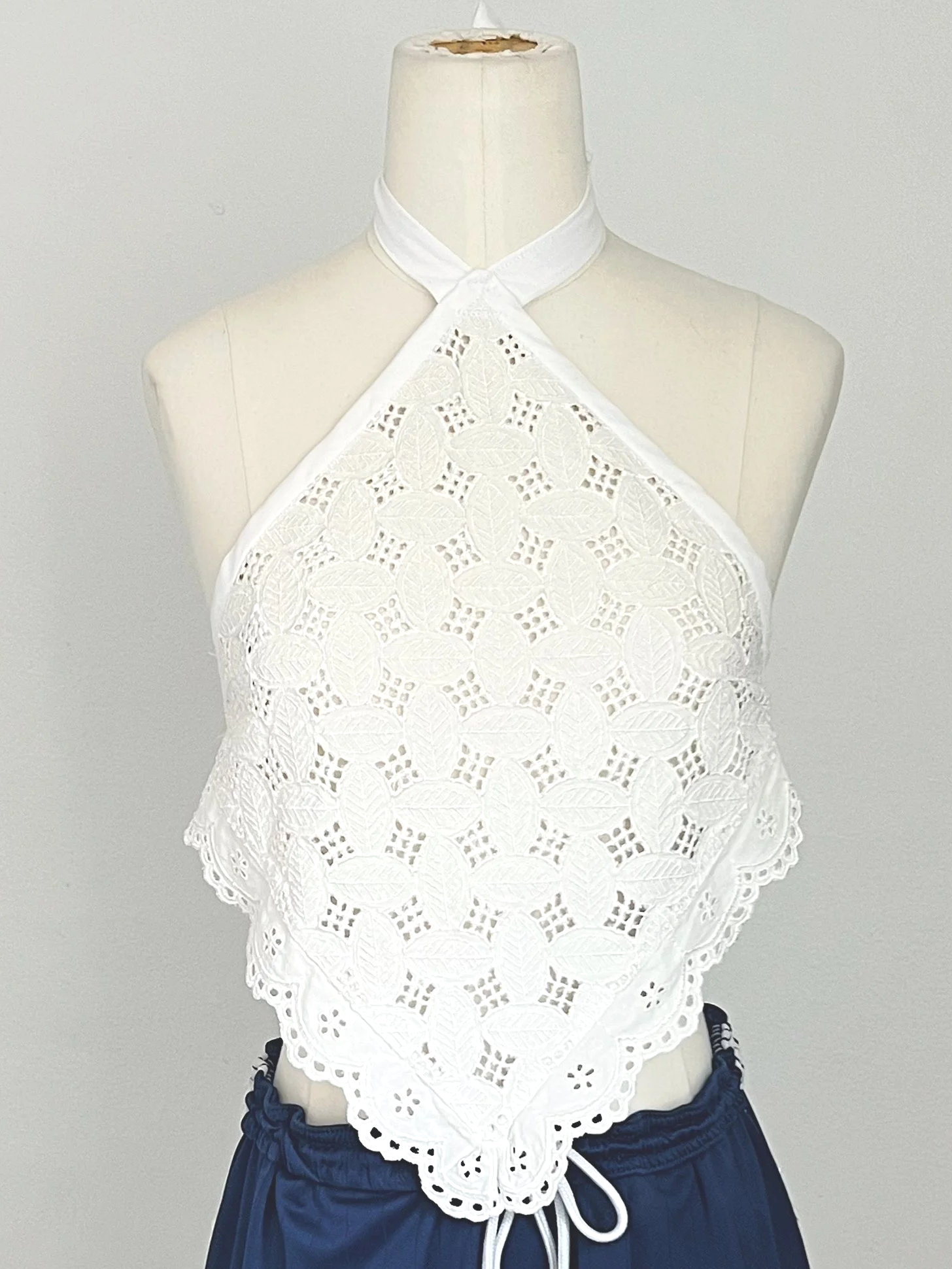 The Lace Halter in Ivory Eyelet