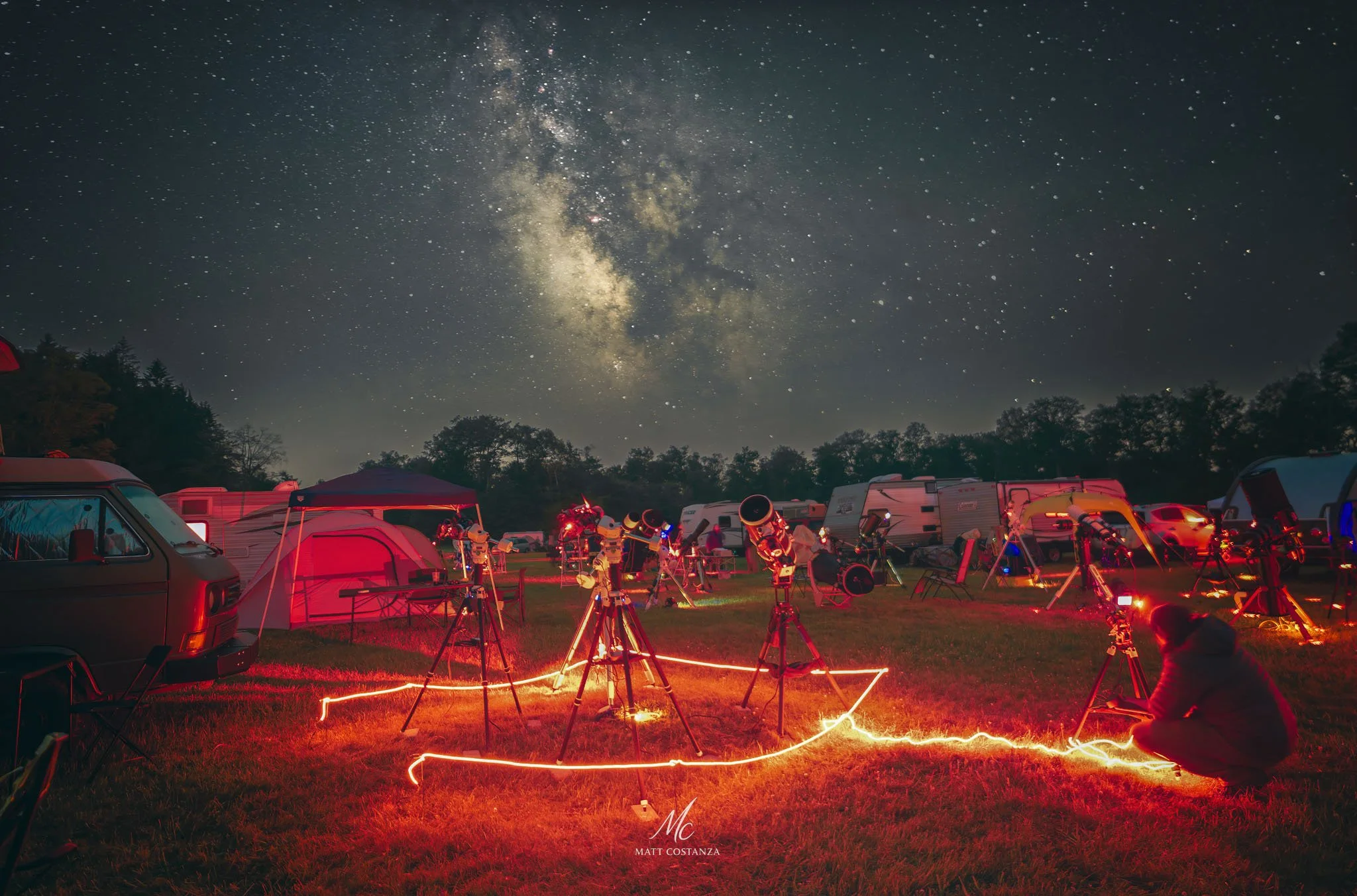 Astrophotographers with telescopes at Cherry Springs Star Party, Pennsylvania