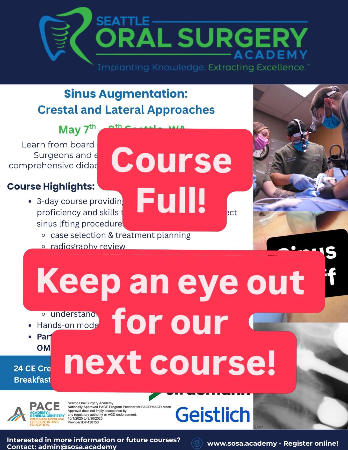 Thank you to everyone who registered for the course and we look forward to seeing you in Seattle.

Keep an eye out for our next course registration coming soon!