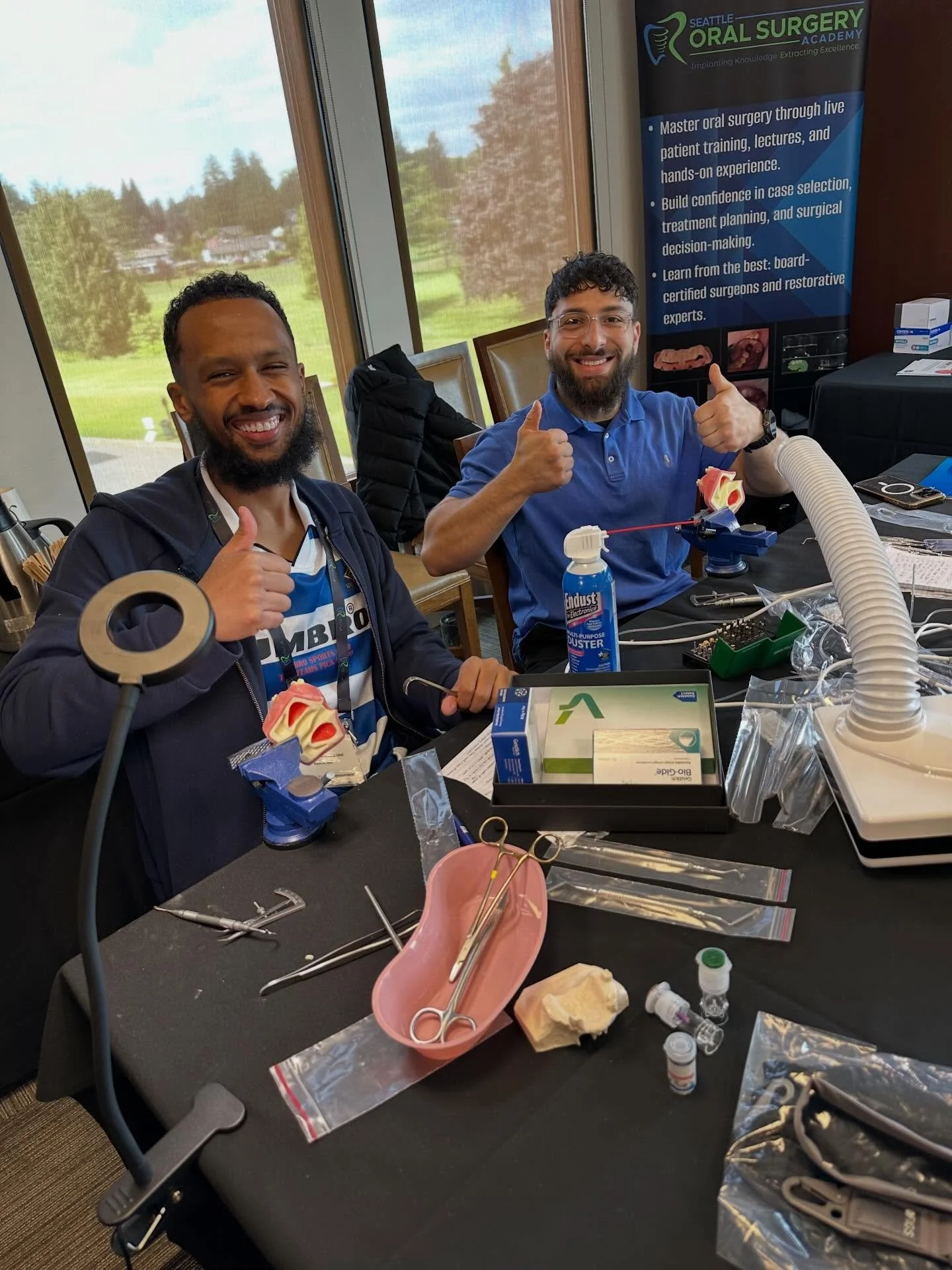 Dr. Bilal and Dr. Abdu are all smiles after completing the didactic and hands on portion of our sinus lifting course! Day one is in the books! 

It was a great day of getting these docs ready for the next two days of live surgical training where they