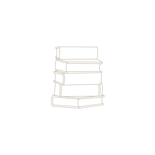 Simple line drawing of a stack of five books on a black background.