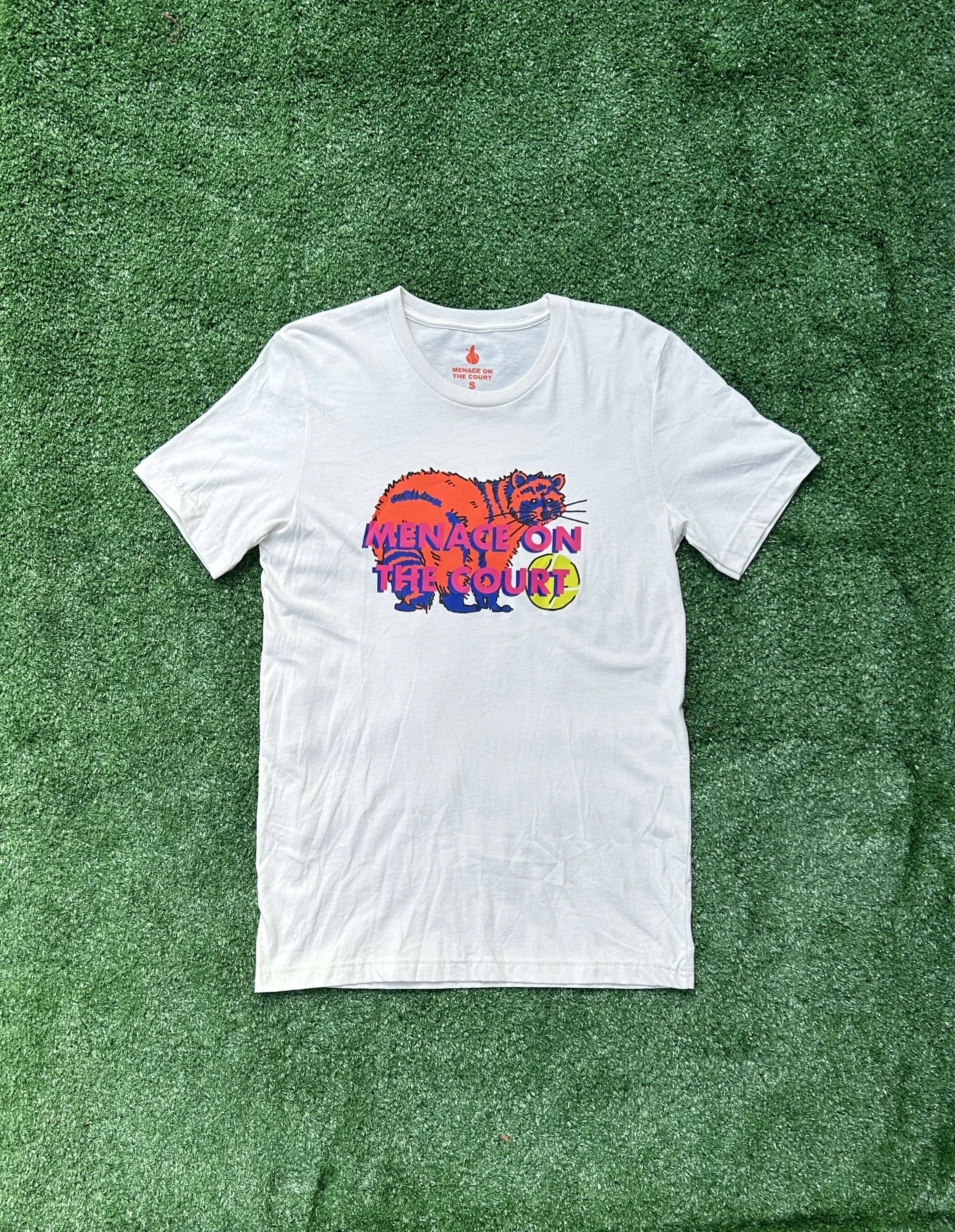 Team Raccoon Oversized Soft-Touch Graphic Tee for Tennis Cream