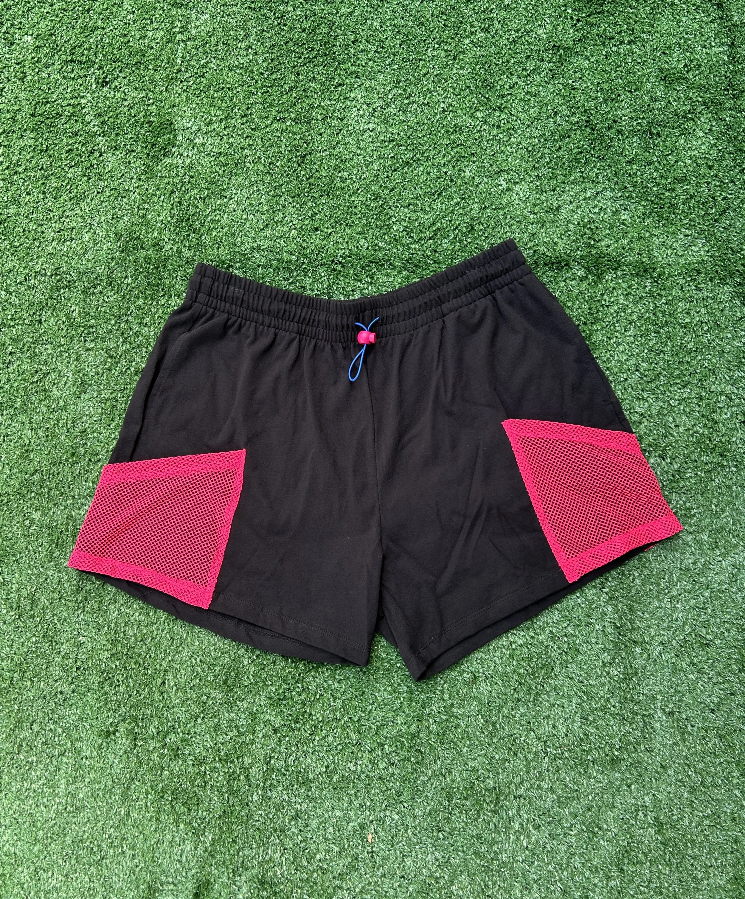 Relaxed Fit Color Blocked Patch Pocket Tennis Shorts Black