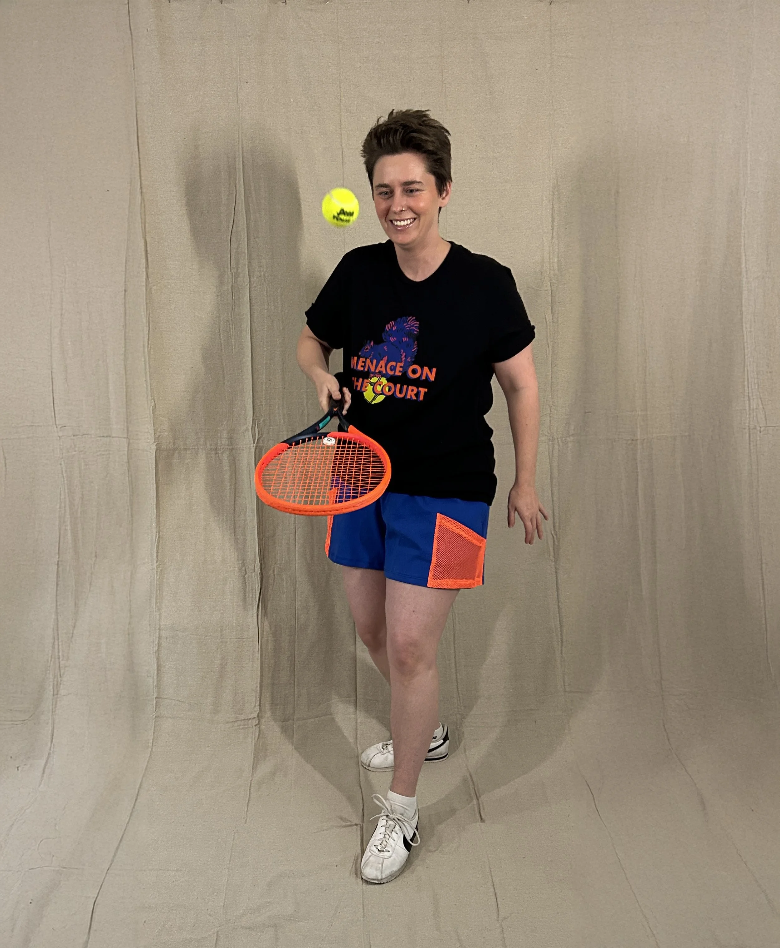 Team Squirrel Oversized Soft-Touch Graphic Tee for Tennis Black