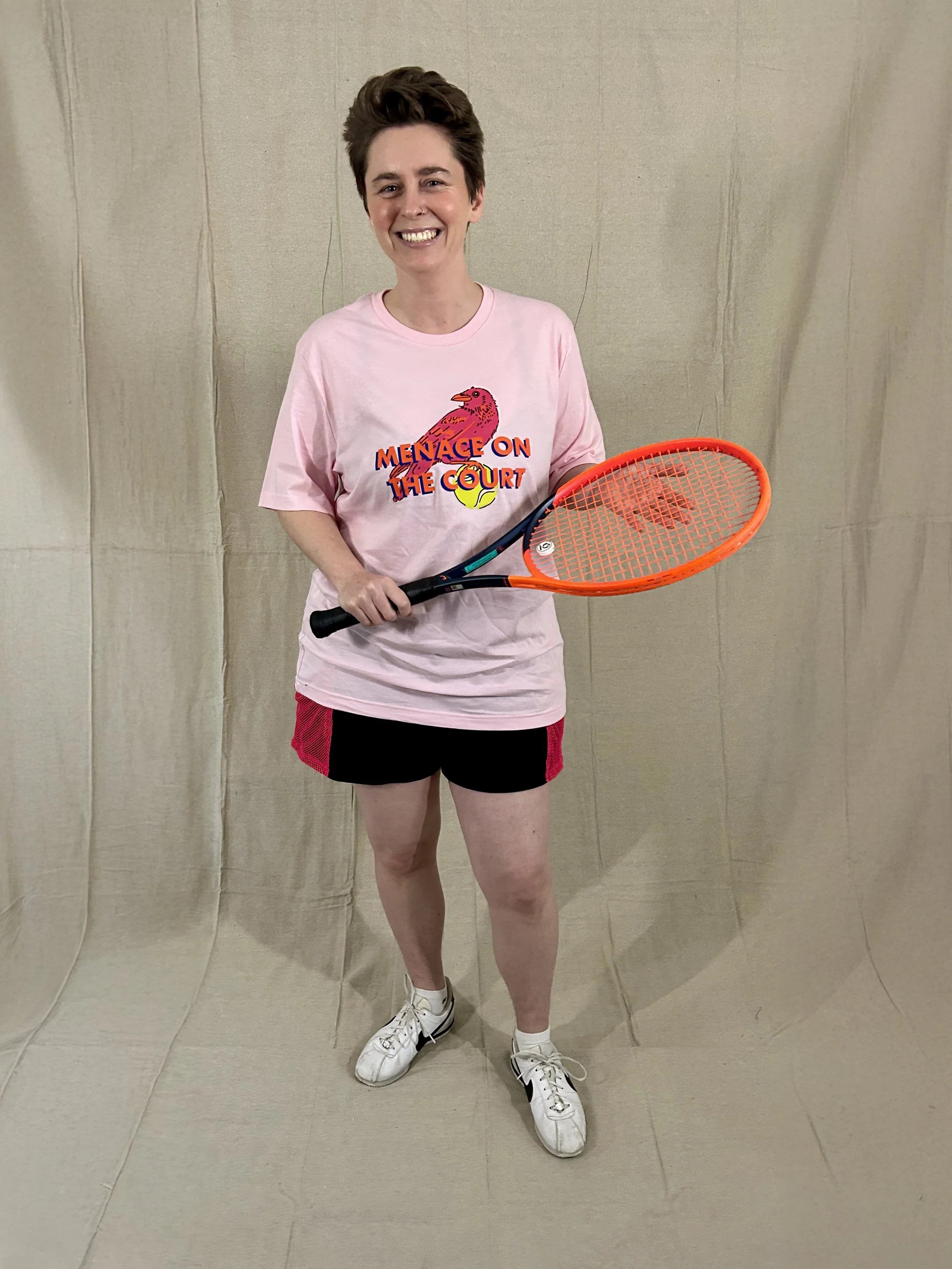 Team Crow Oversized Soft-Touch Graphic Tee for Tennis Pink