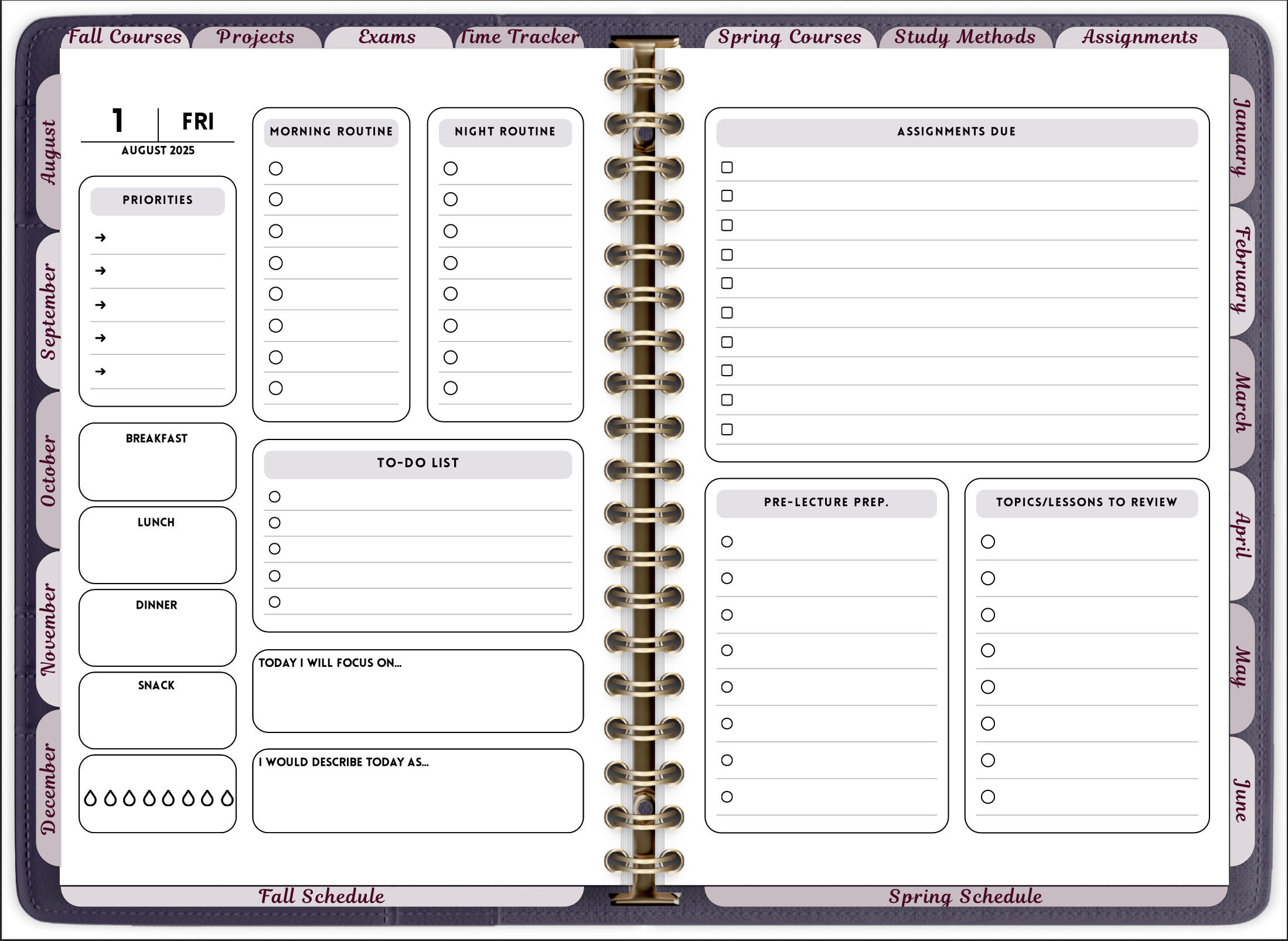 Academic Reflection Digital Planner (Fall 2025 – Spring 2026)