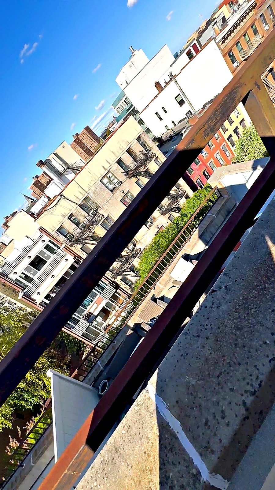 Steel guardrail installed by Raimo Renovations on a city rooftop terrace