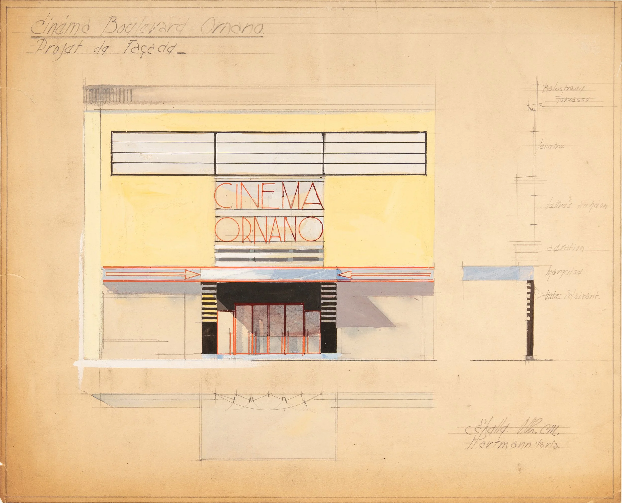 Projet de façade cinéma Ornano Paris Hartmann