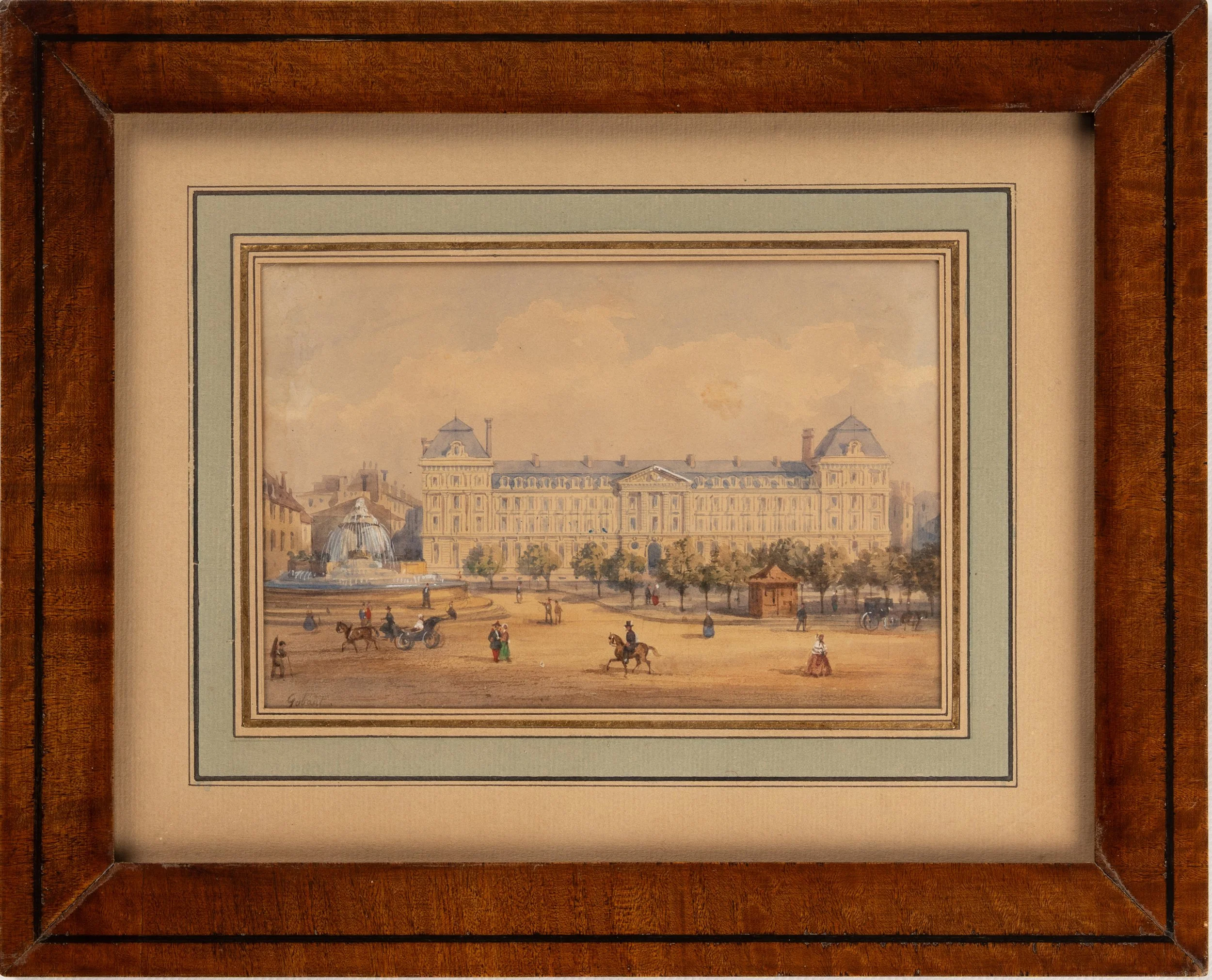 Aquarelle Gaspard Gobaut Caserne Vérines Place République