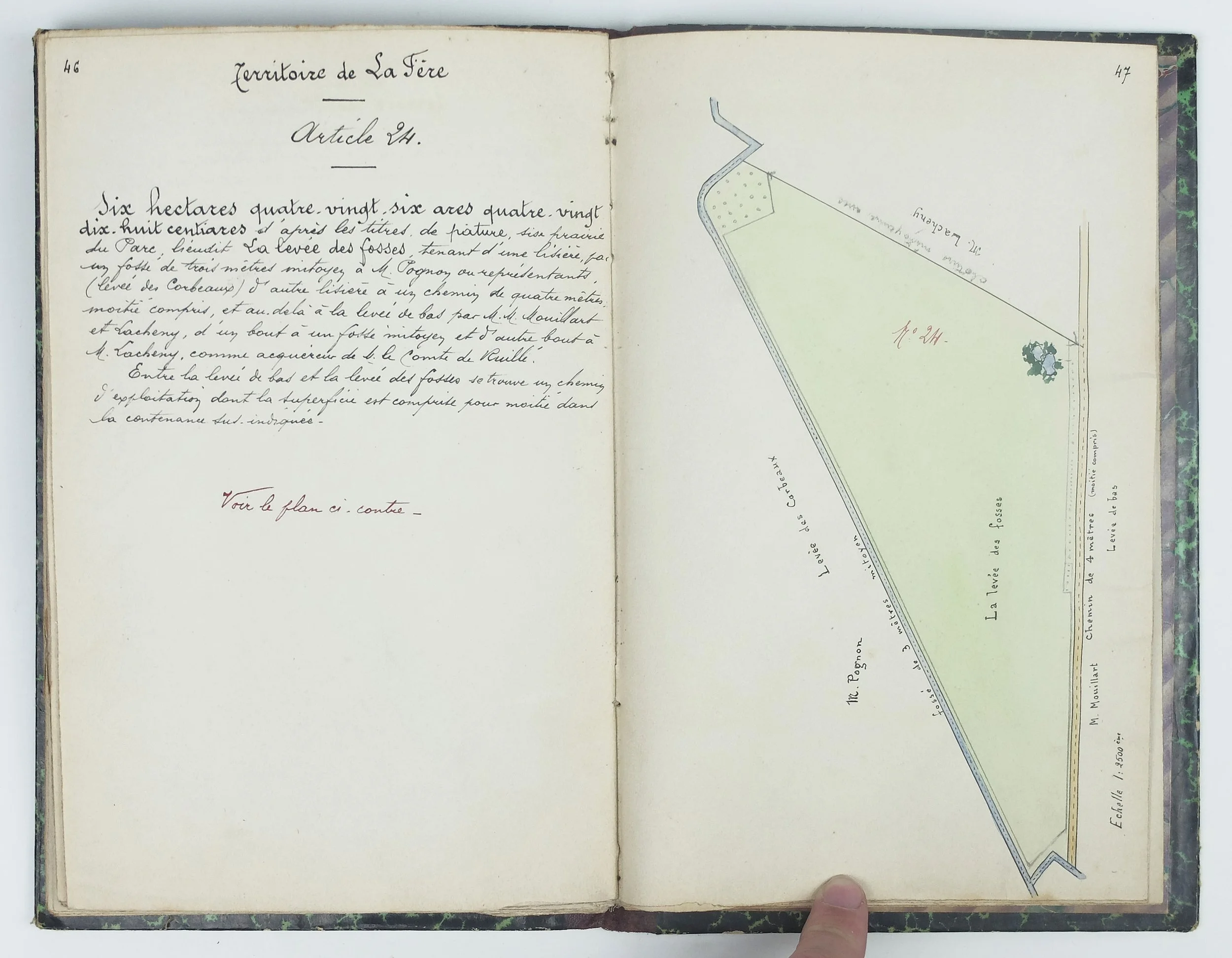 Plans manuscrits terrier Ducatel Coucy-lès-Eppes Aisne article 24