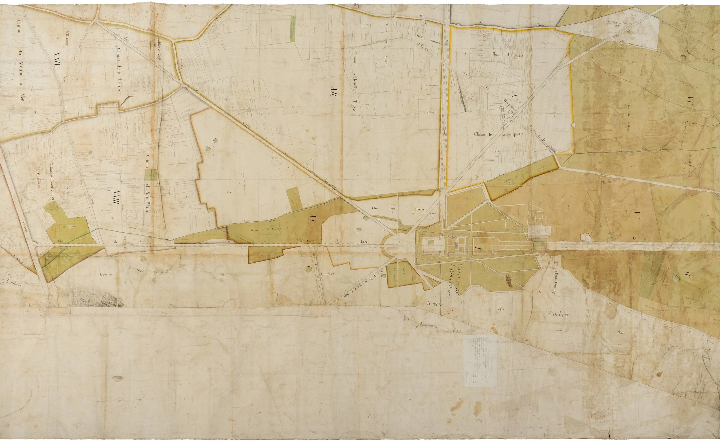 Grand plan manuscrit domaine La Grange-le-Roi détail centre