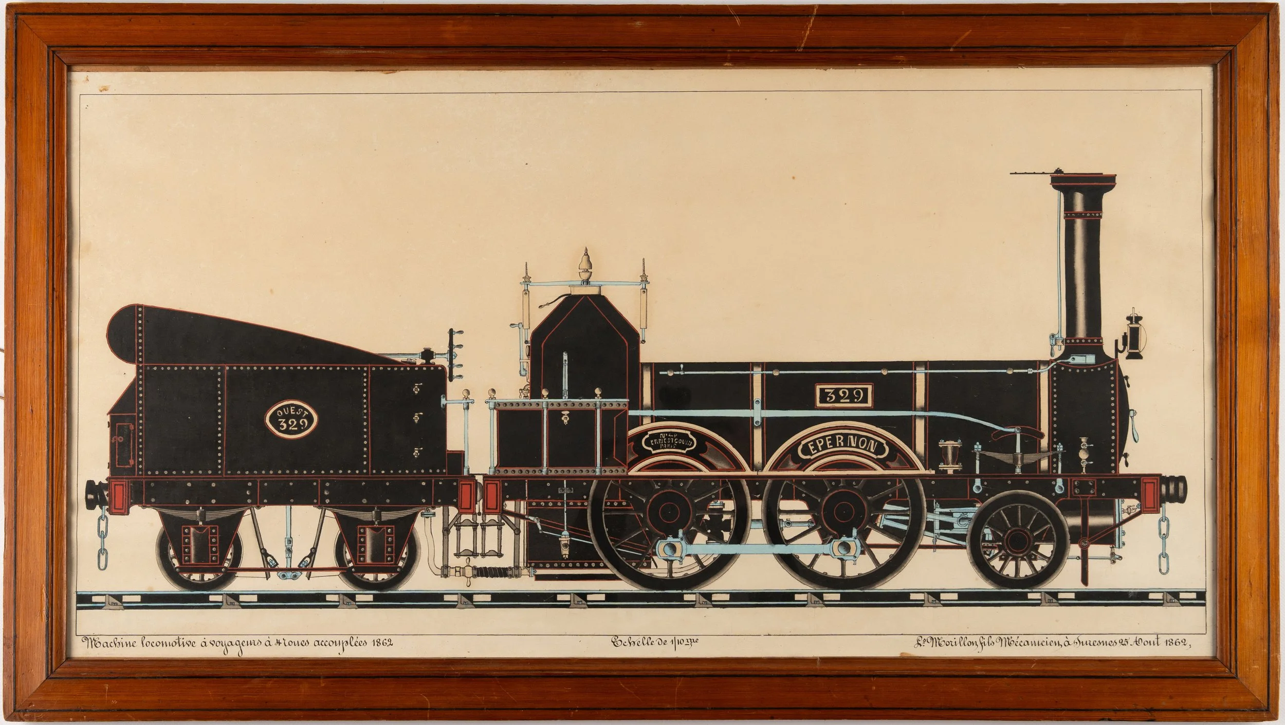 « Machine locomotive à voyageurs à 4 roues accouplées, 1862 ».