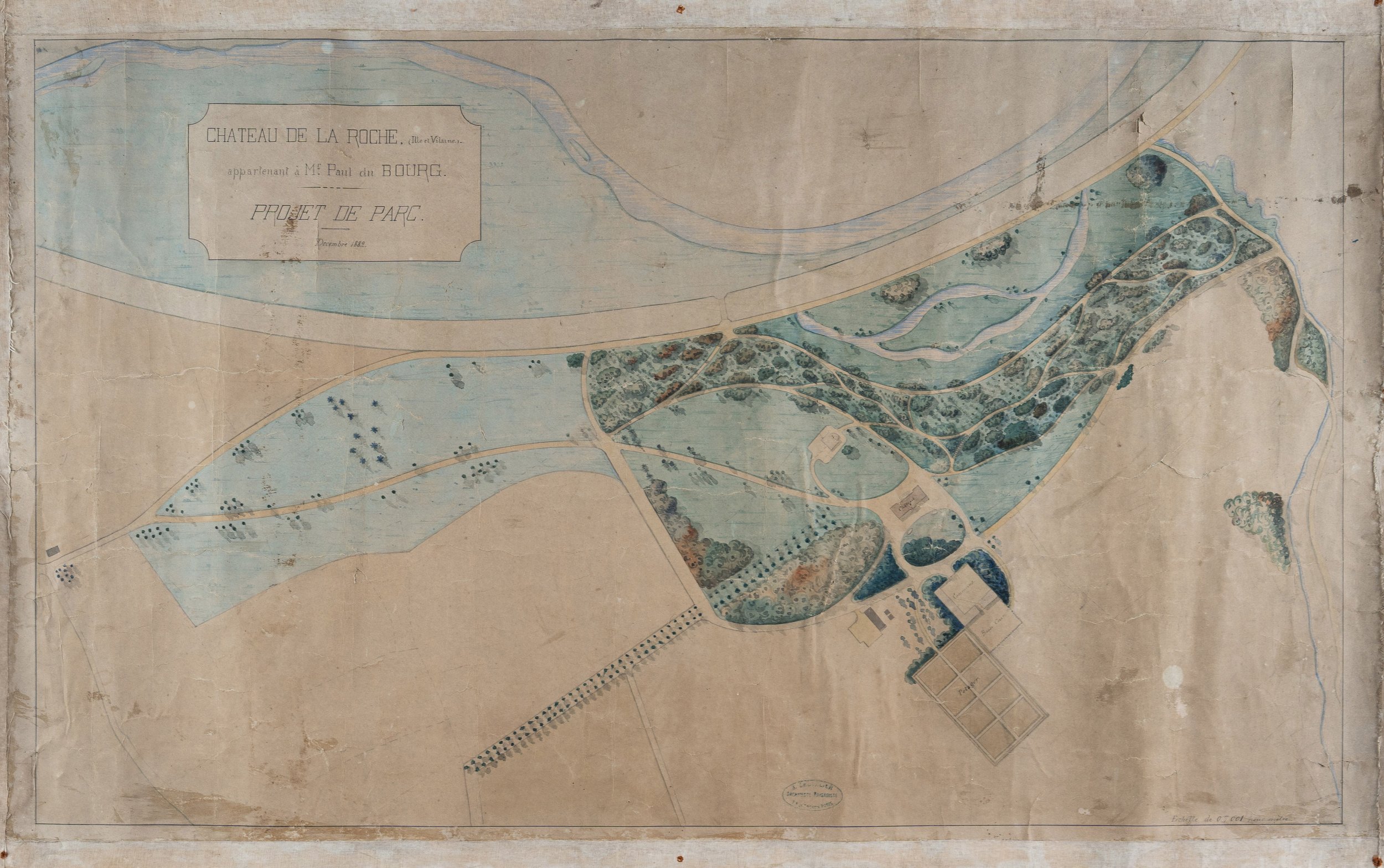 Projet de parc pour le chateau de la Roche à Saint-Didier (Ille-et-Vilaine). 1882.