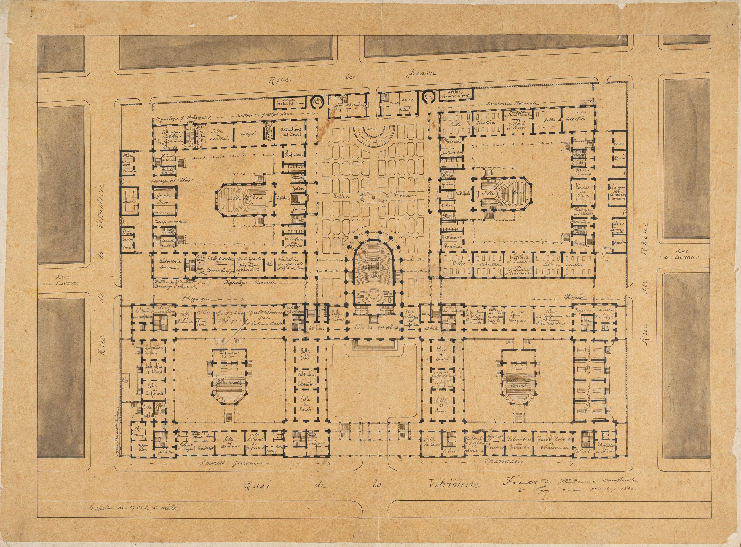 Plan de la faculté de médecine, de pharmacie et de sciences de Lyon (Rhône).