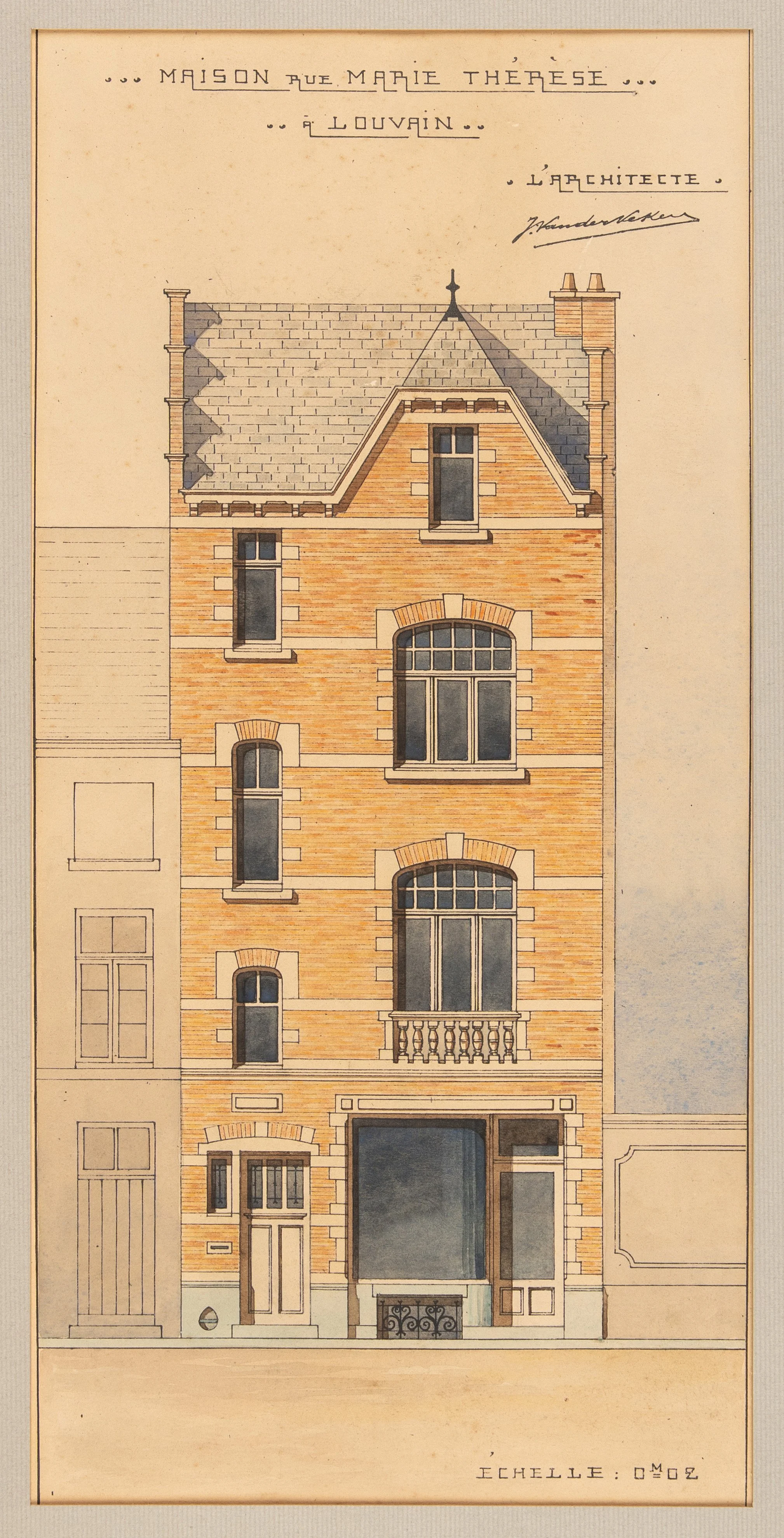 Dessin architecte Vander Necker rue Marie Thérèse Louvain