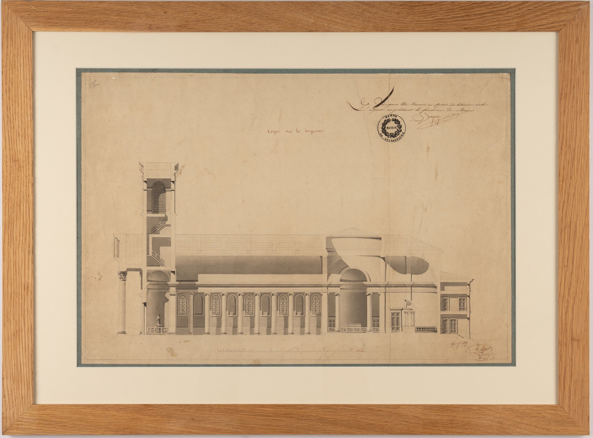 Dessin encadré Christophe Crépet architecte, église de La Guillotière Lyon