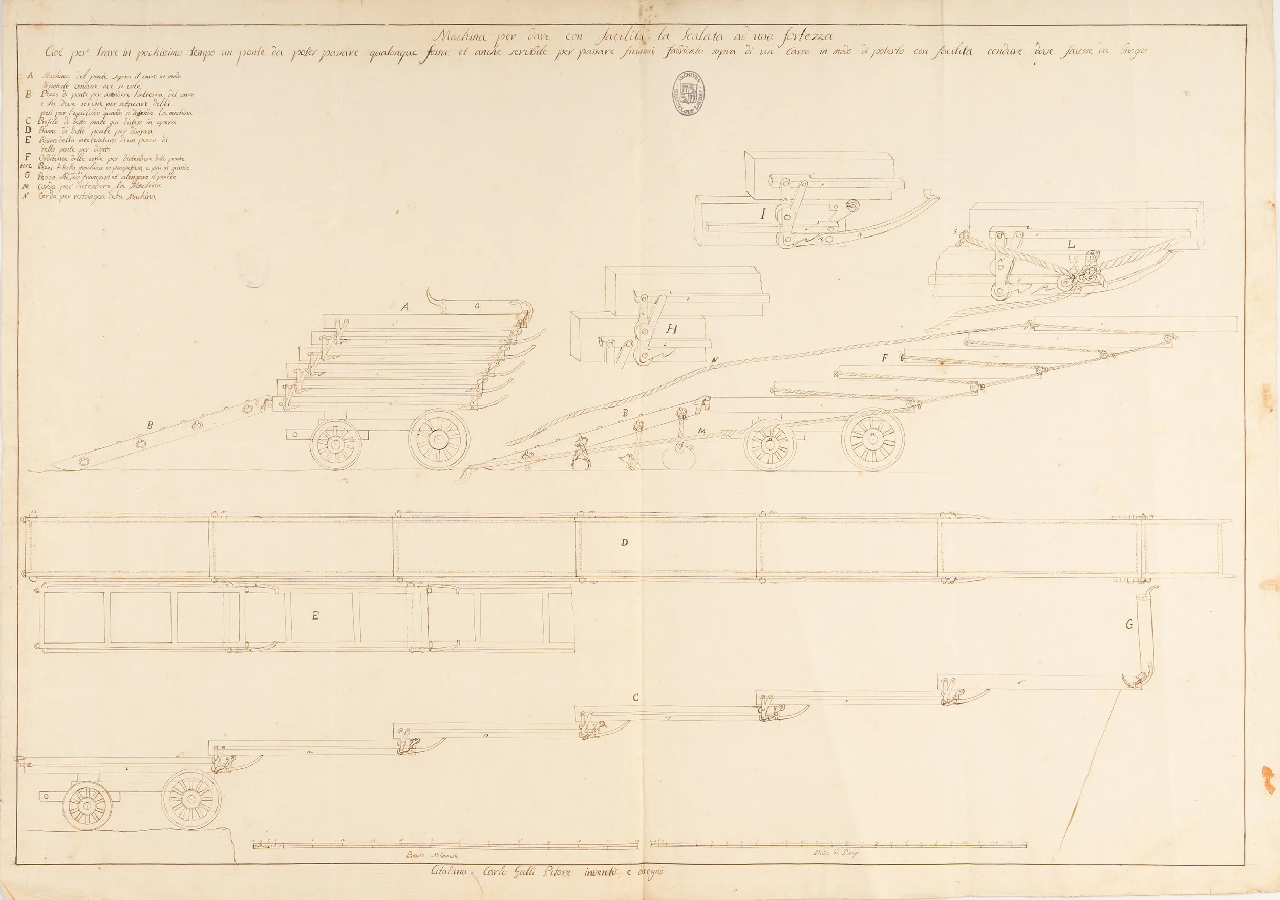 Projet d’une machine destinée à franchir les fossés. [Italie, vers 1795-1815].