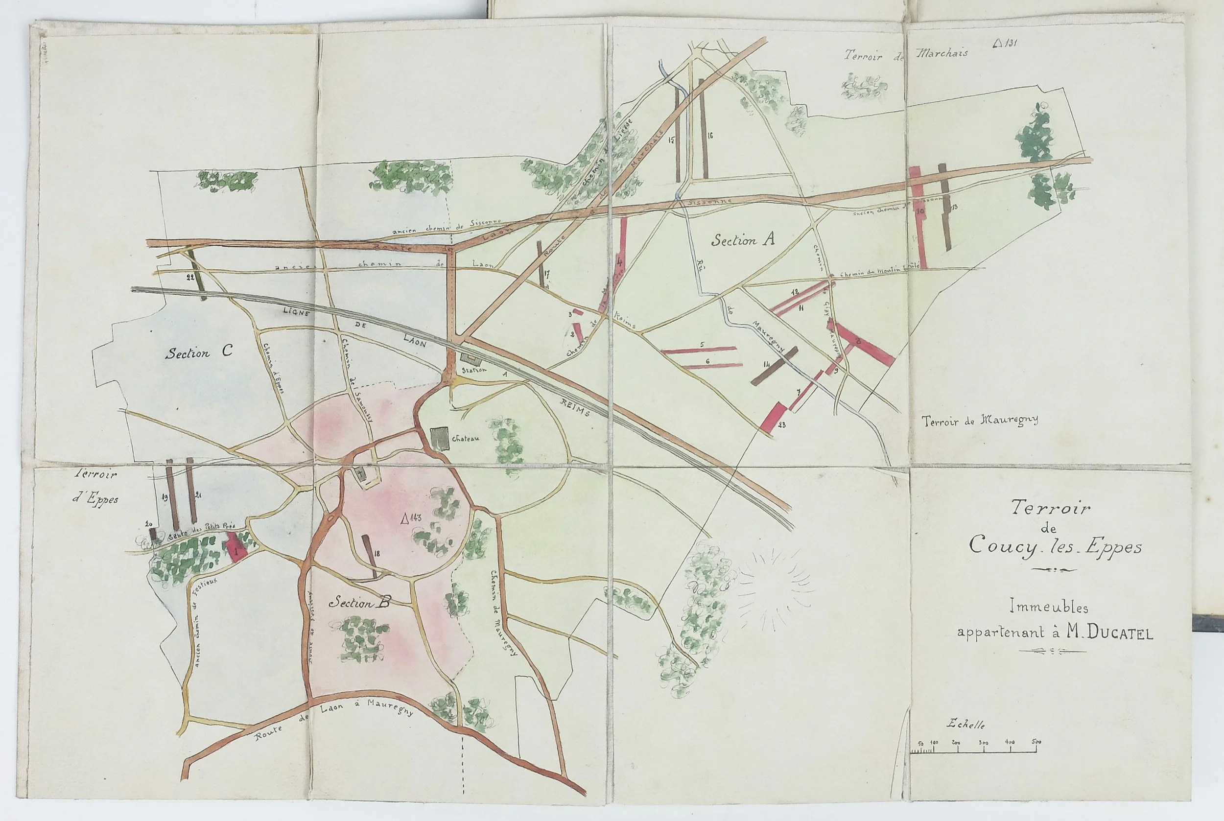Plans manuscrits terrier Ducatel Coucy-lès-Eppes Aisne général