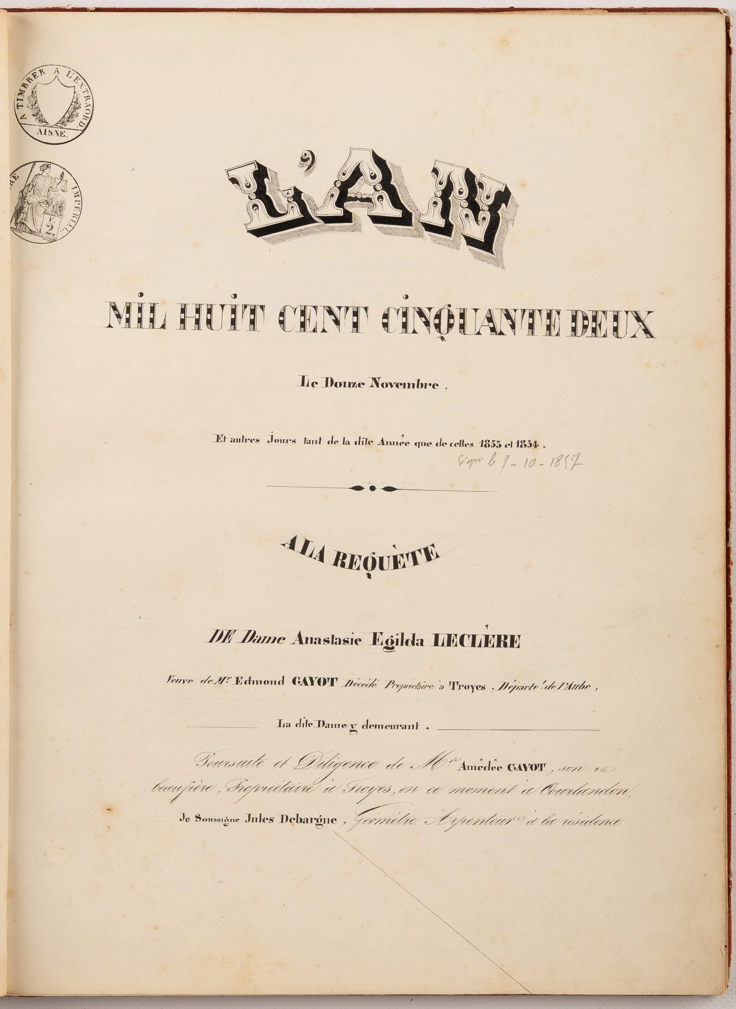 Recueil manuscrit et plans des terres Leclère à Glennes, Aisne