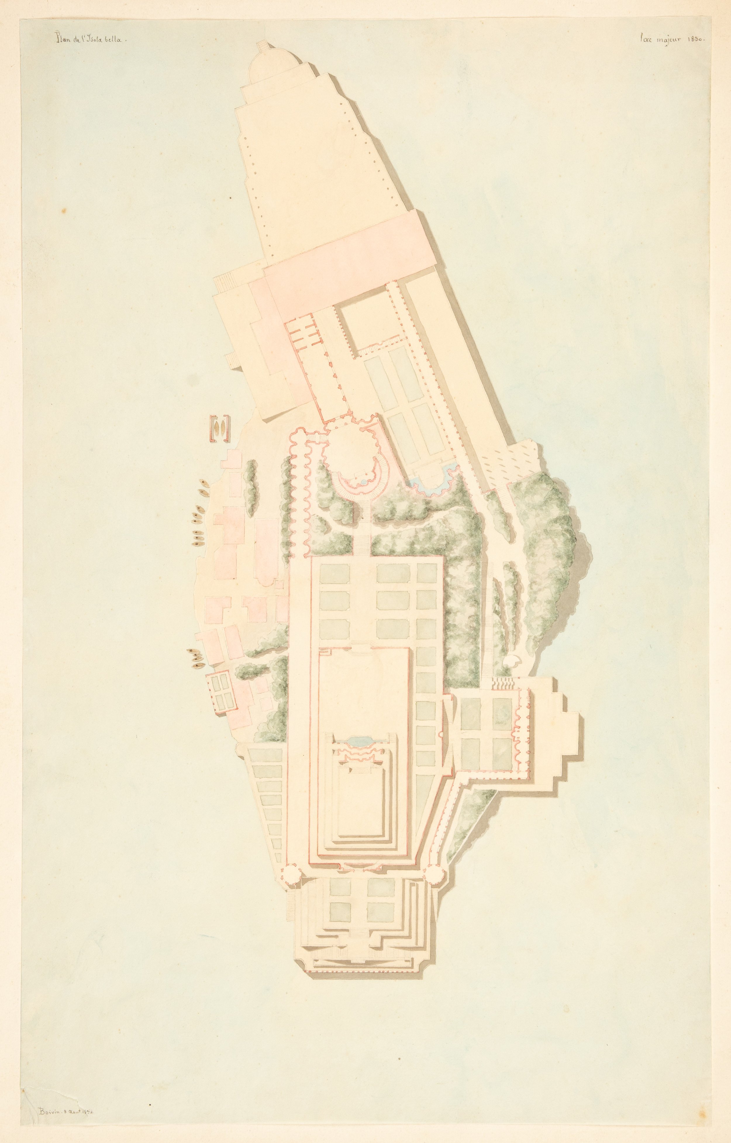 Plan de l'Isola Bella sur le Lac Majeur (1834).