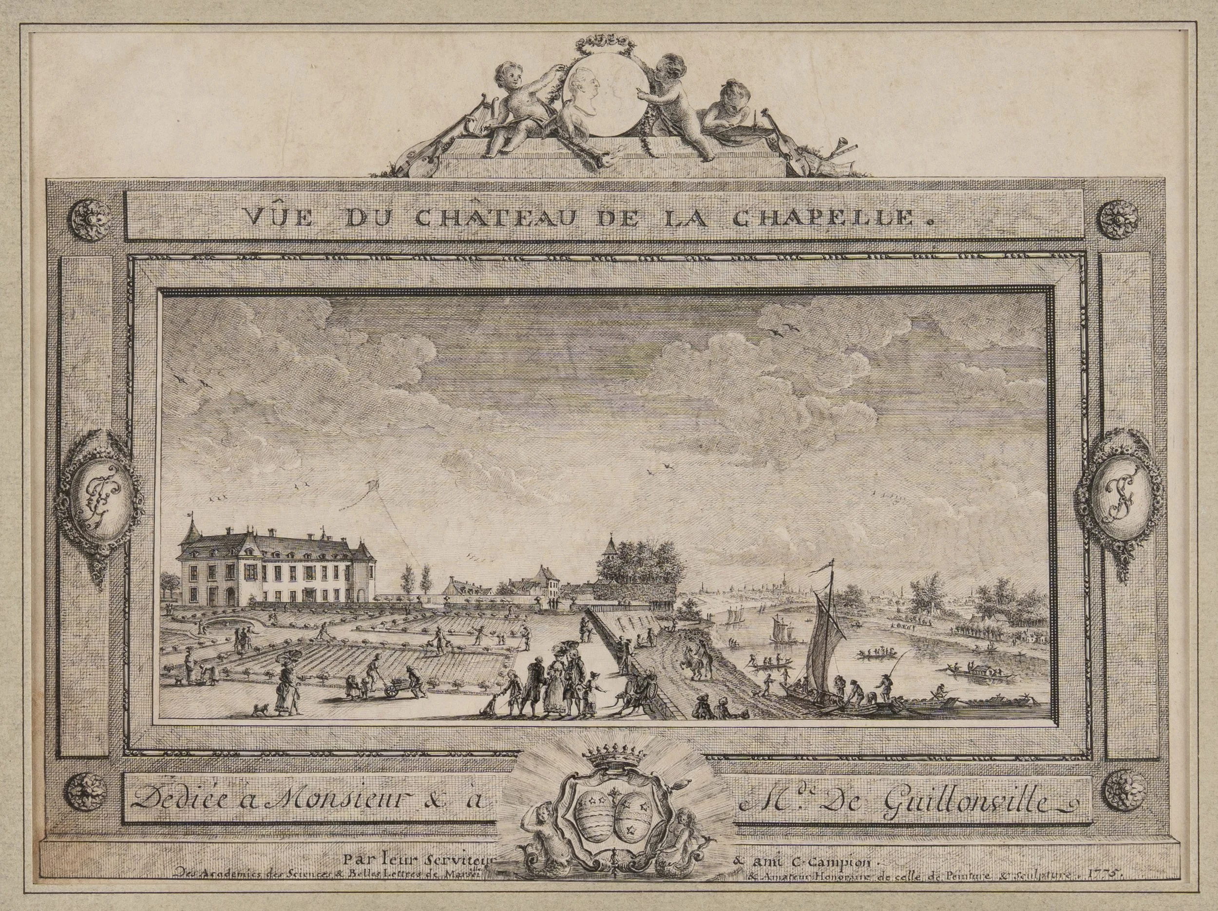 Campion Vue du château de La Chapelle-Saint-Mesmin, peau de vélin, détail
