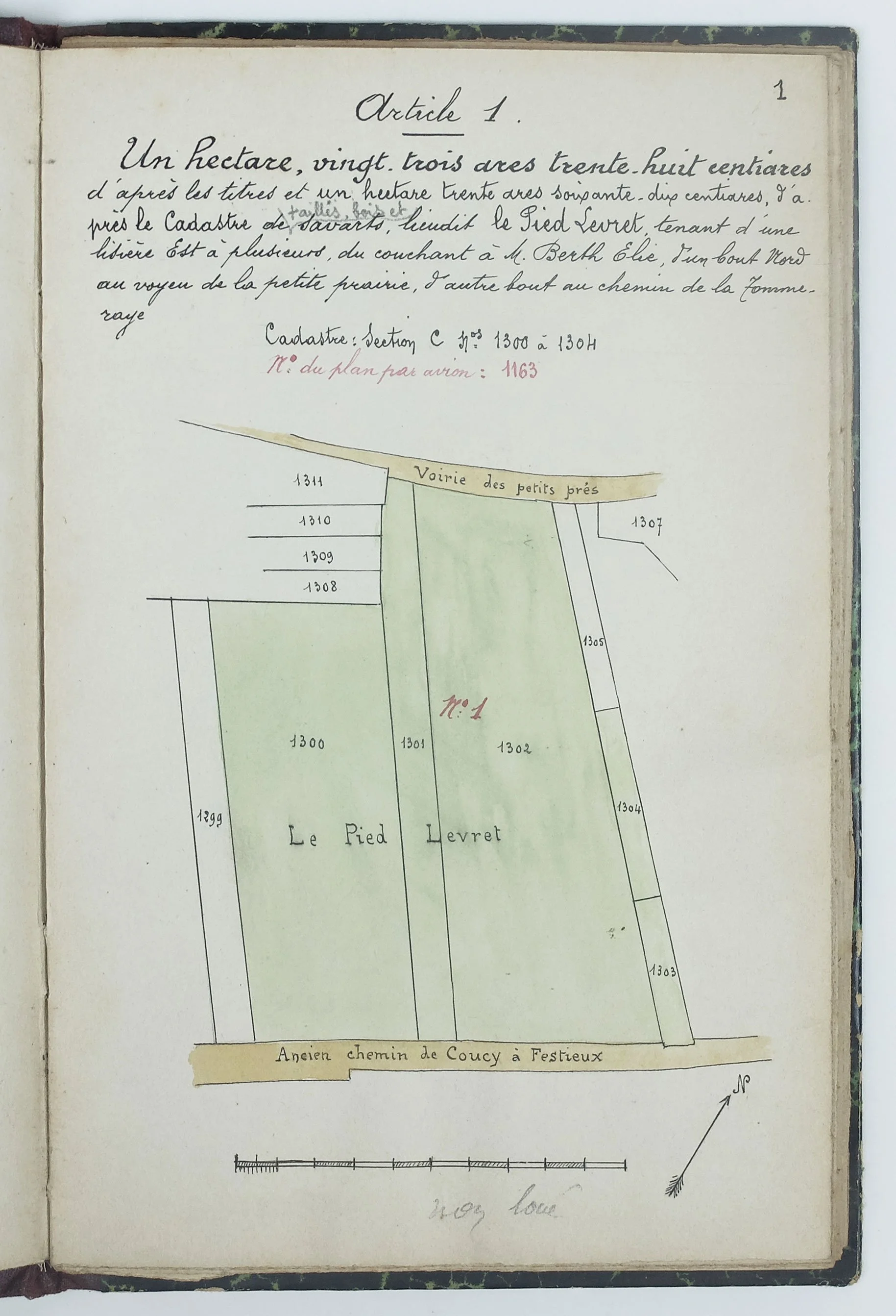 Plans manuscrits terrier Ducatel Coucy-lès-Eppes Aisne article 1