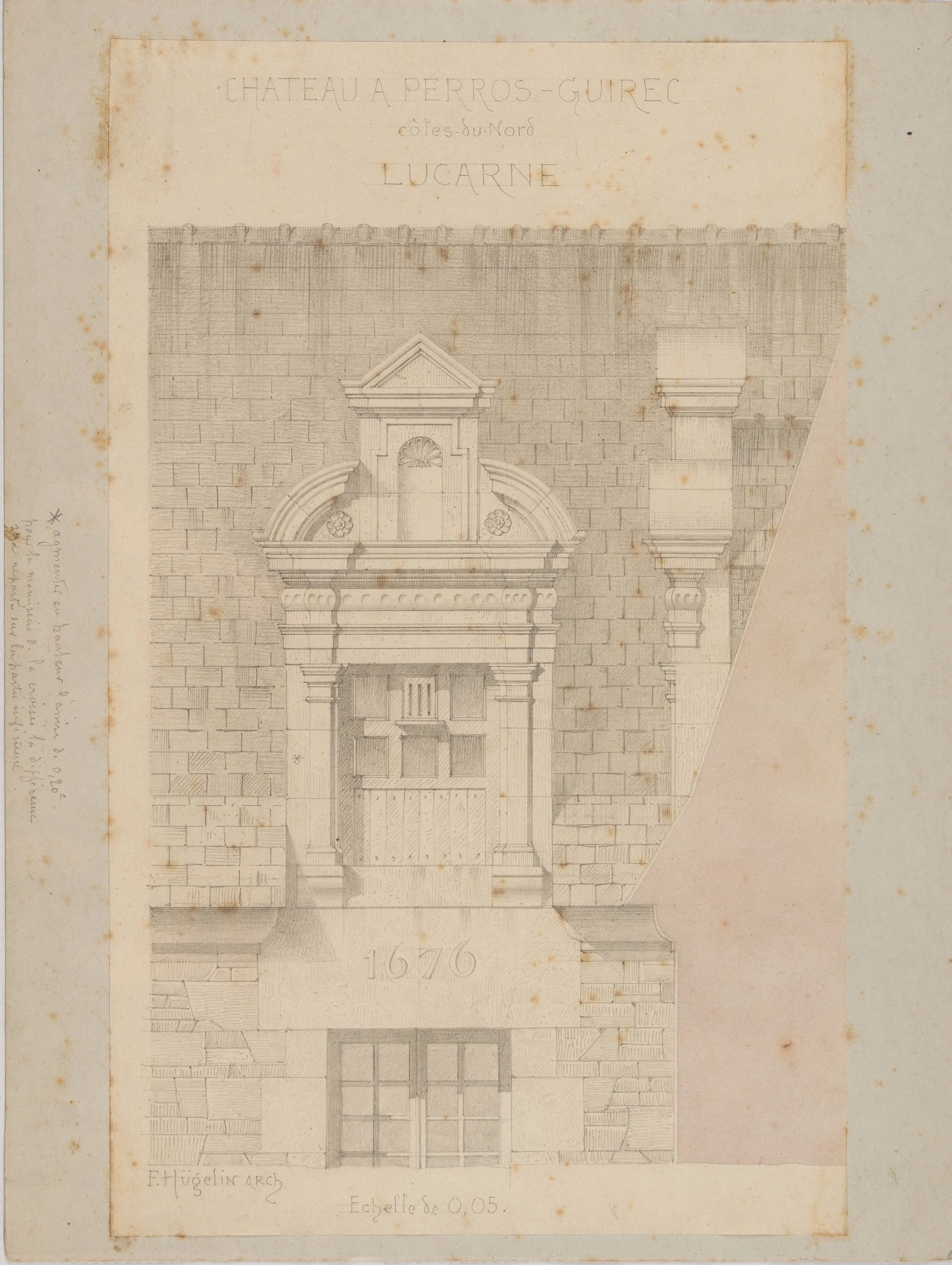 Victor François Hügelin. Perros-Guirec (Côtes-d'Armor), lucarne du château.