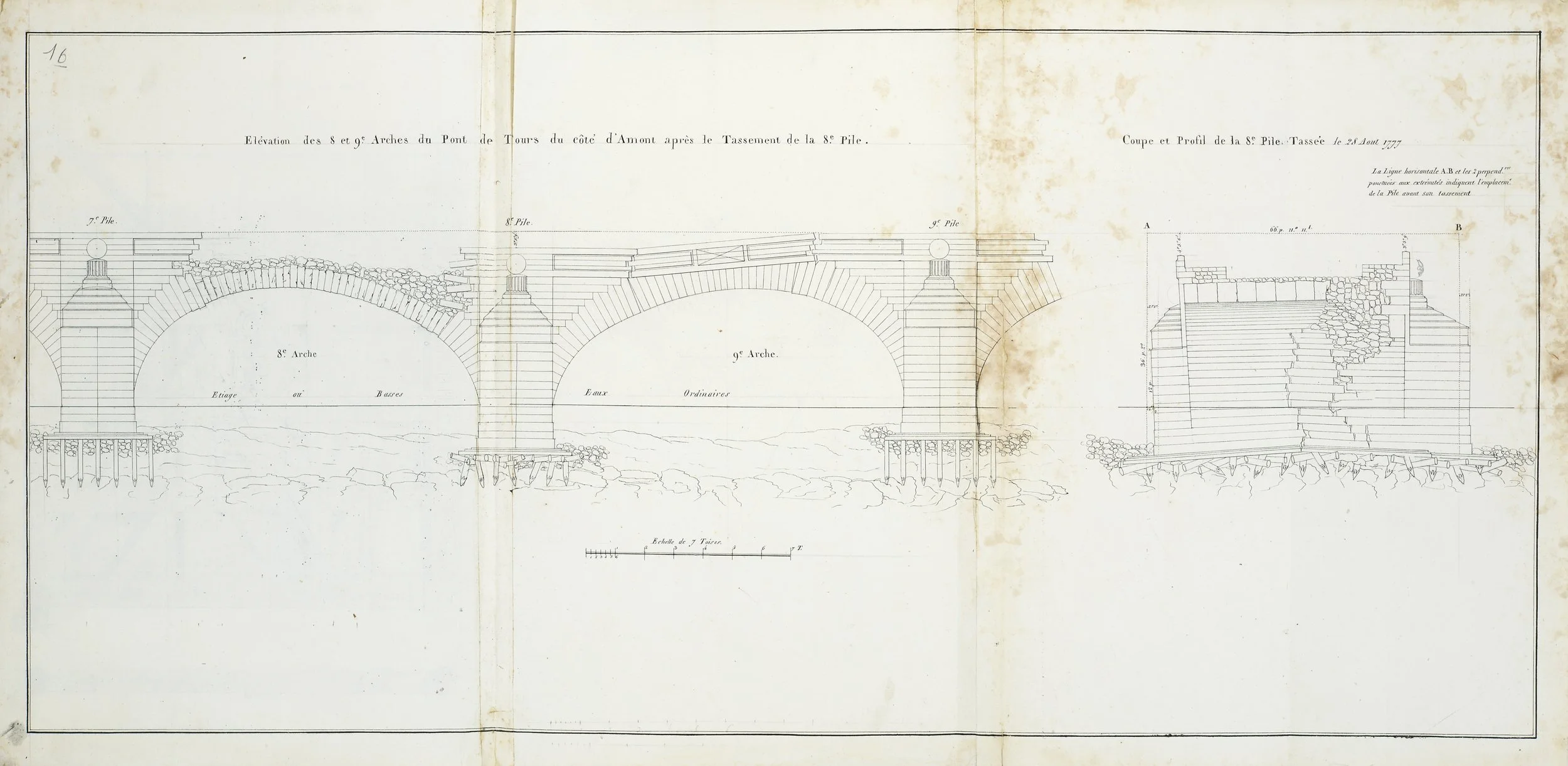 Dessin original pont de pierre Wilson Tours de Voglie