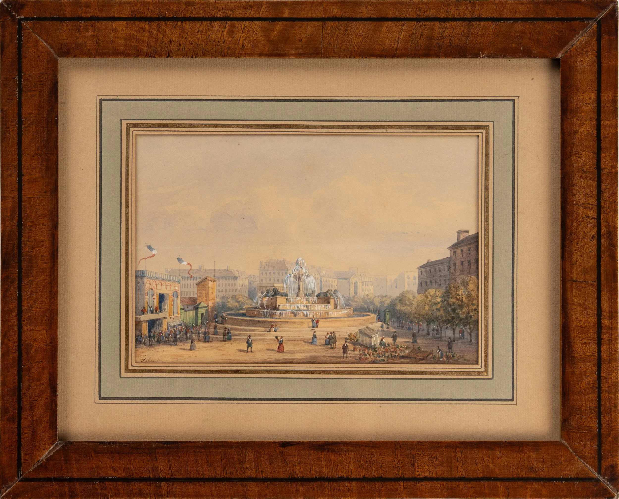 Gaspard Gobaut (1814-1882). Vue animée de la fontaine du Château‑d’Eau. [Vers 1850].