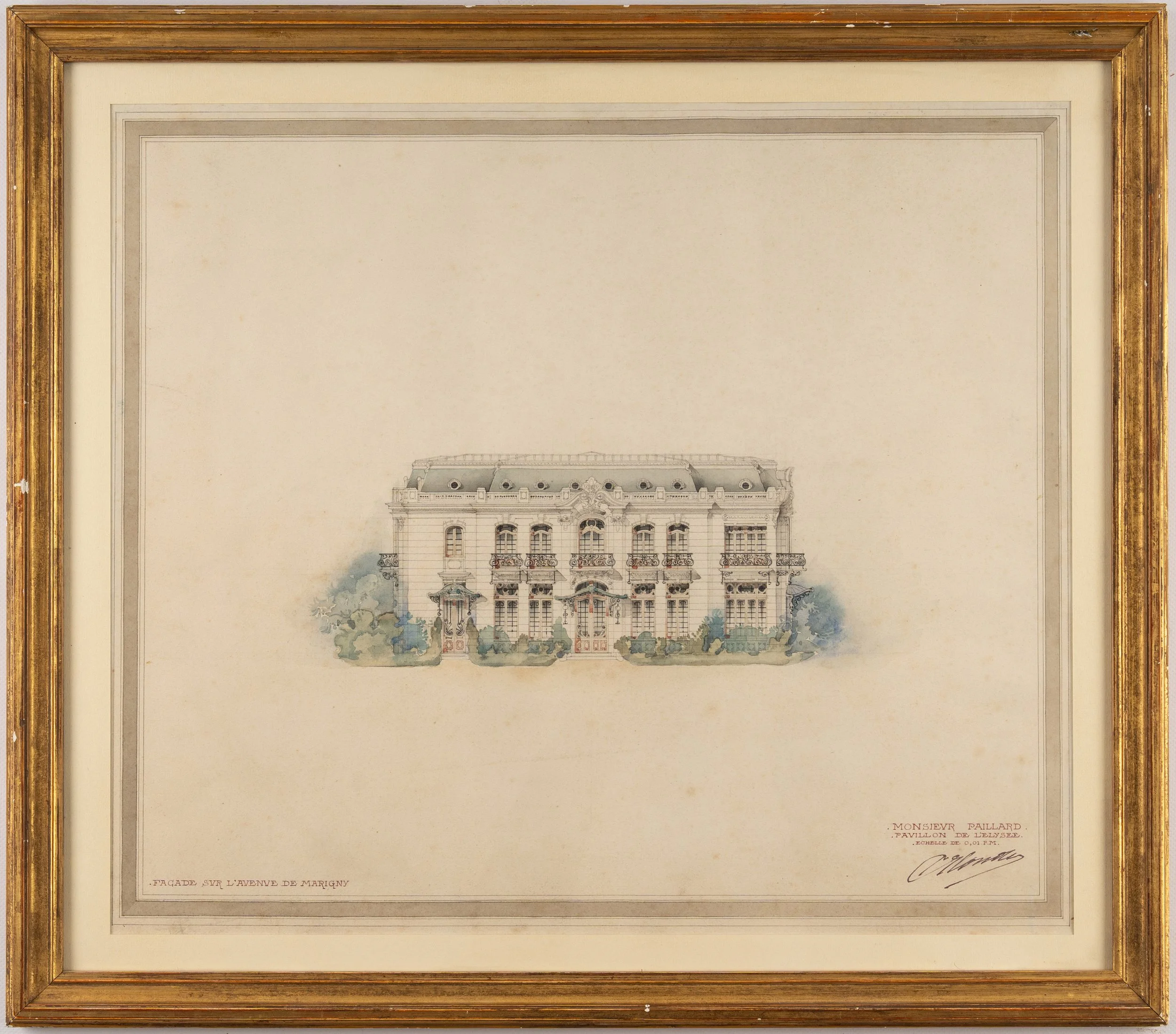 Dessin encadré Pavillon Paillard Champs Élysées Élysée Té
