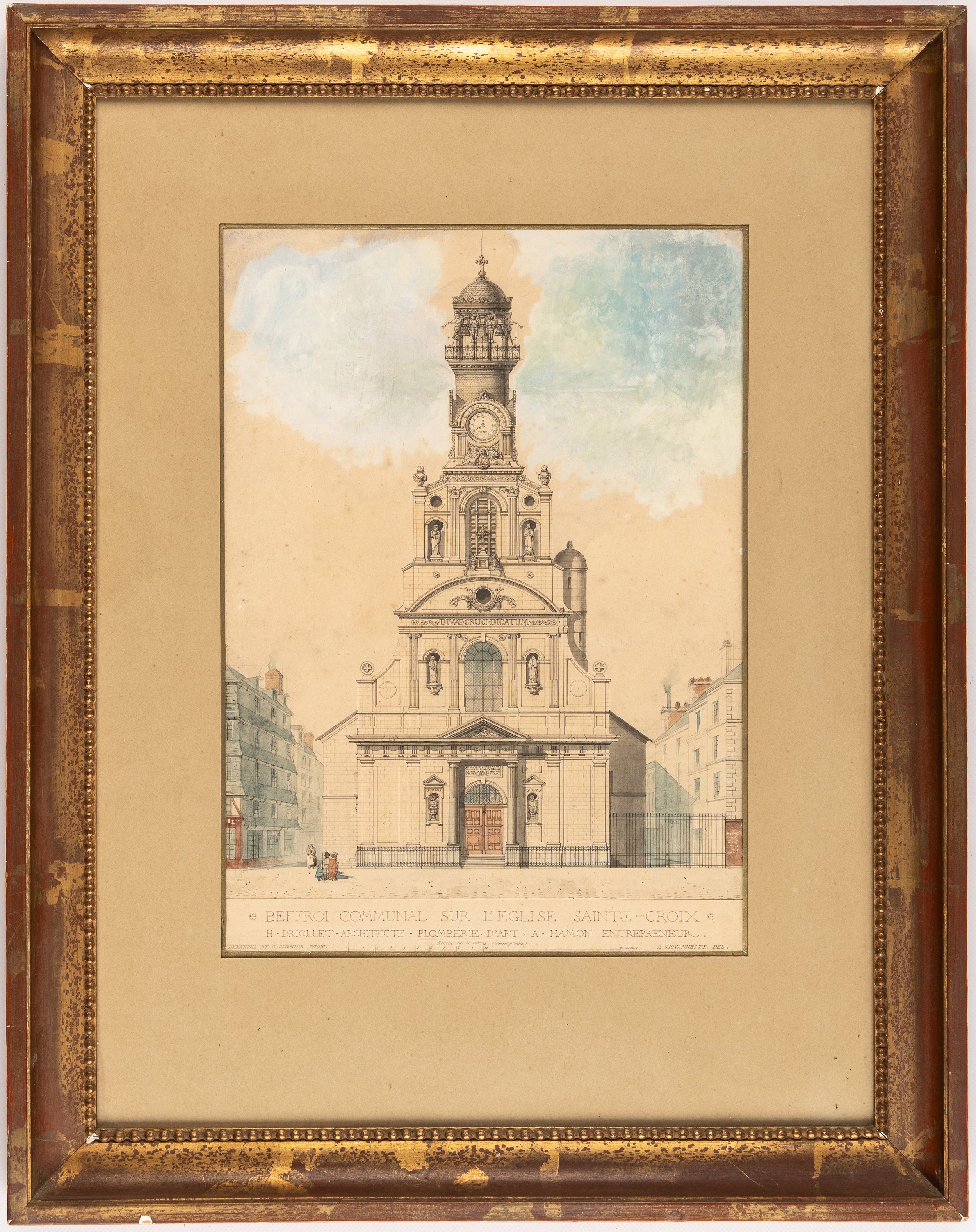 A. Giovanetty. Projet pour le beffroi communal sur l'église Sainte-Croix à Nantes (Loire-Atlantique).