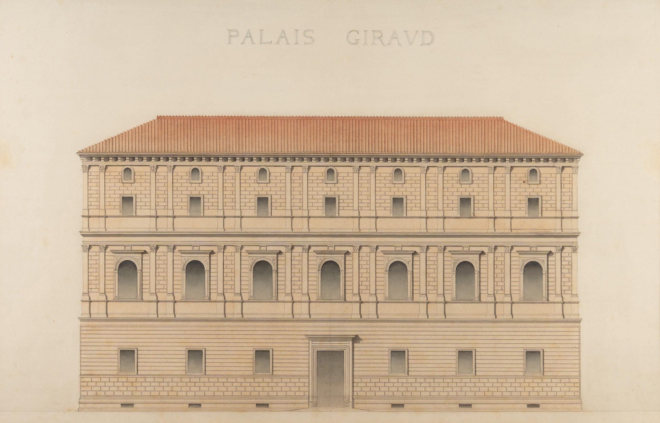 Dessin original Palais Giraud Torlonia Rome Roma, détail