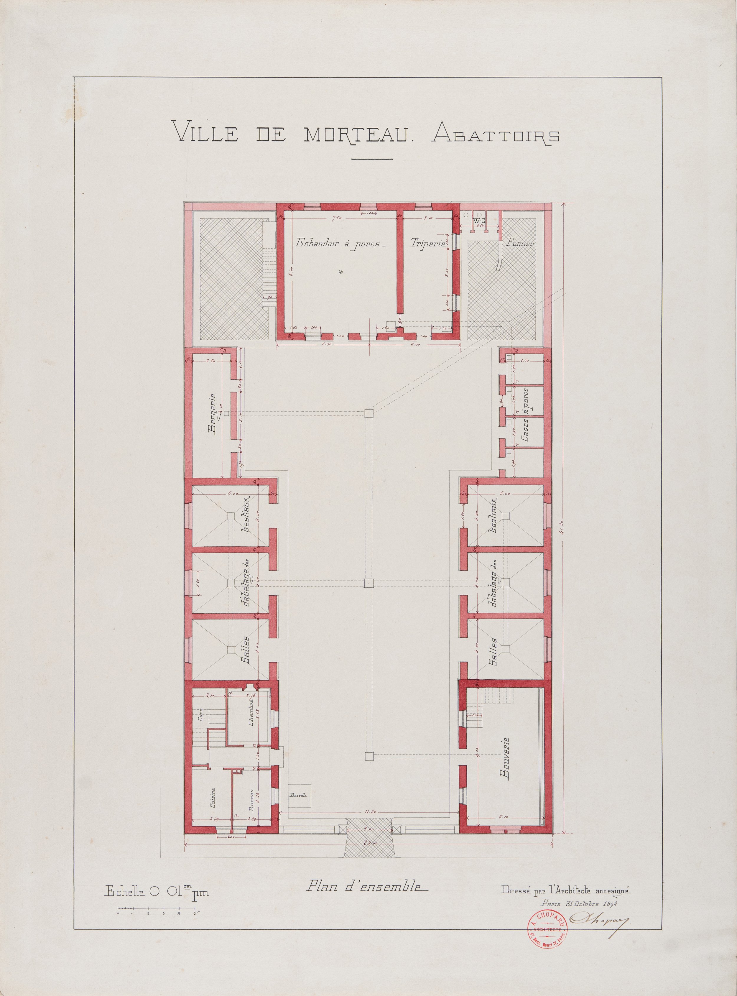 Alphonse Chopard. Plan des abattoirs de Morteau (Doubs). 1894.