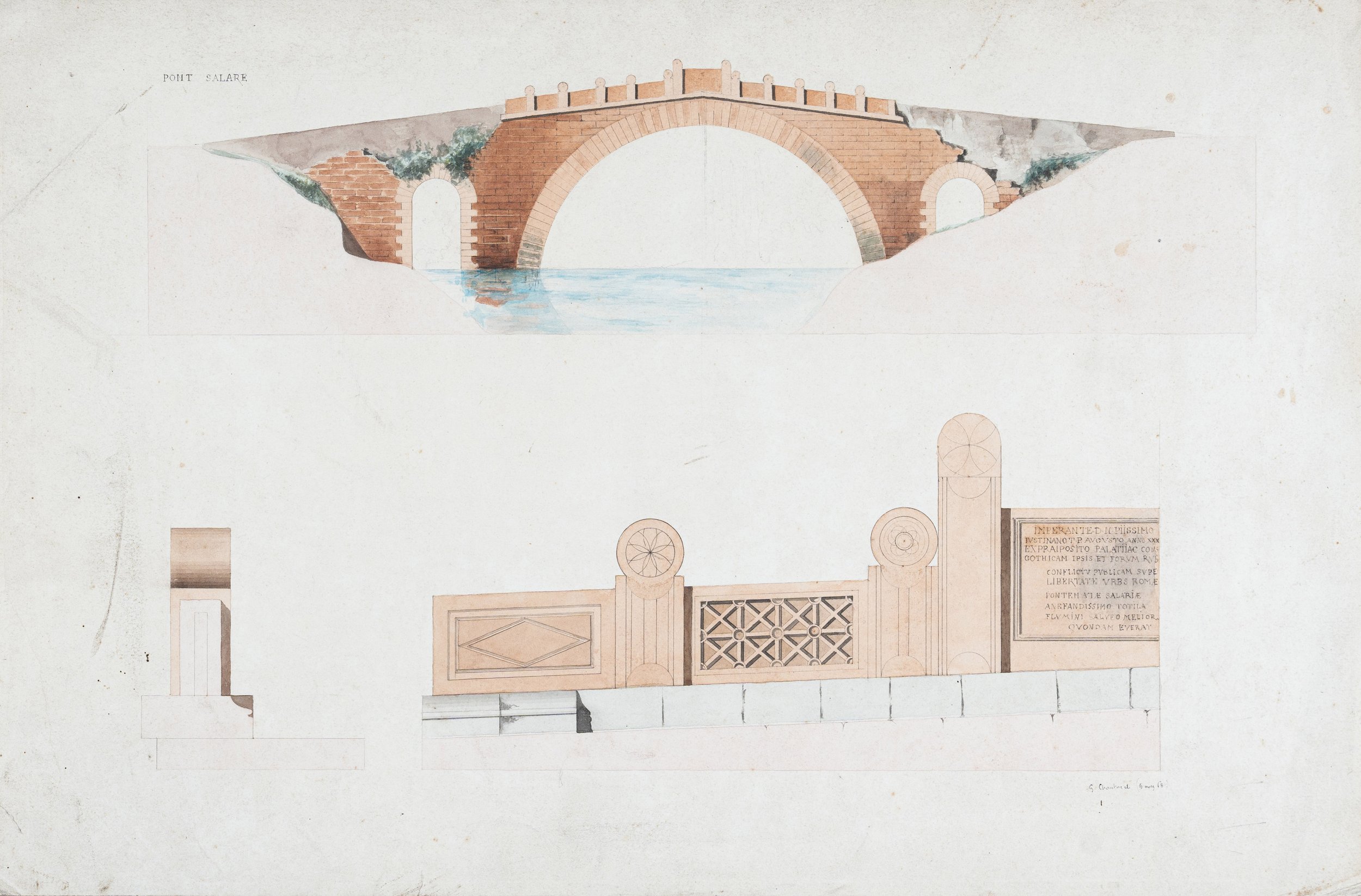 Marie-Gaston Chautard. Le Pont Salare à Rome. 1868.